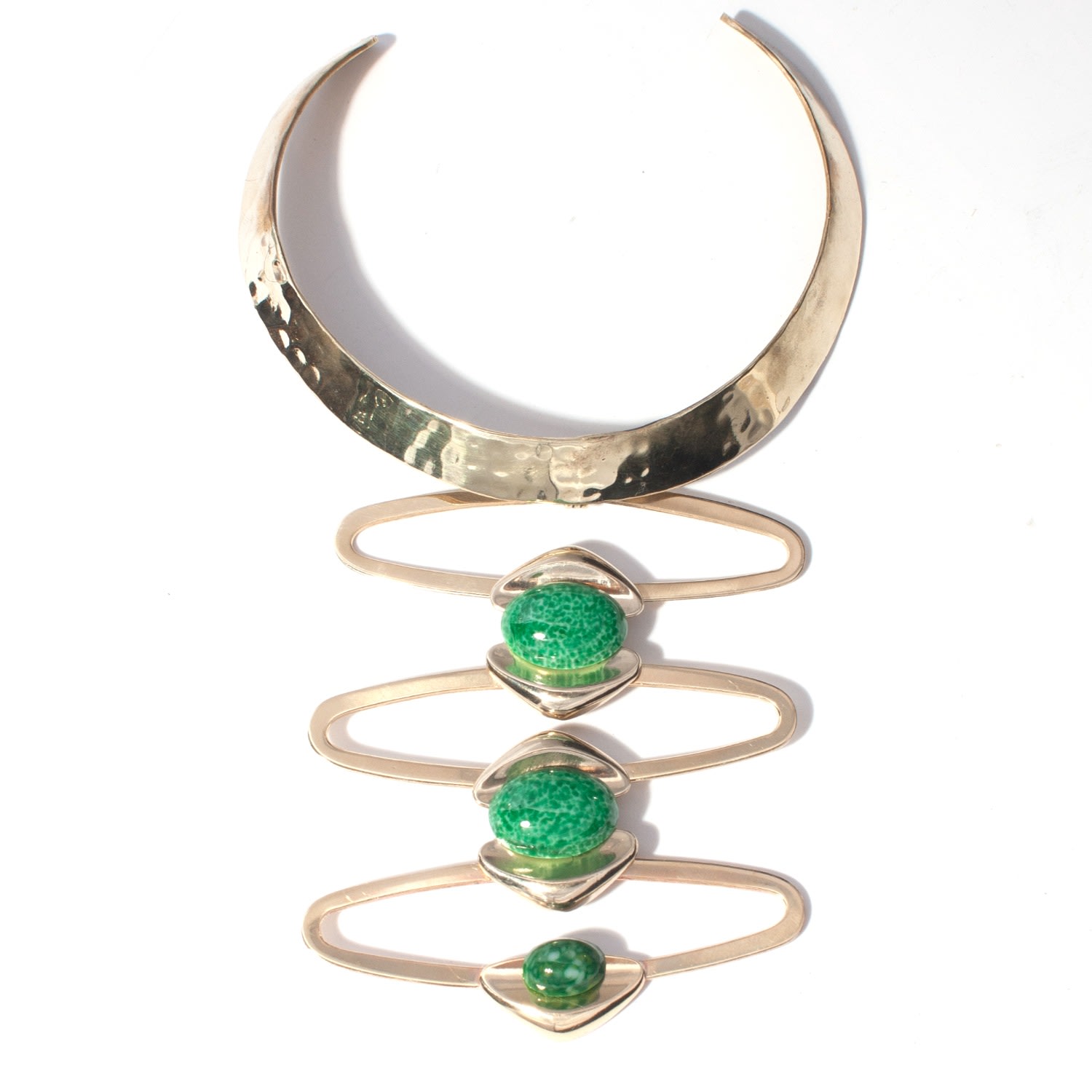 Women’s Gold / Green Ouroboros Statement Collar Necklace In Pine Castlecliff