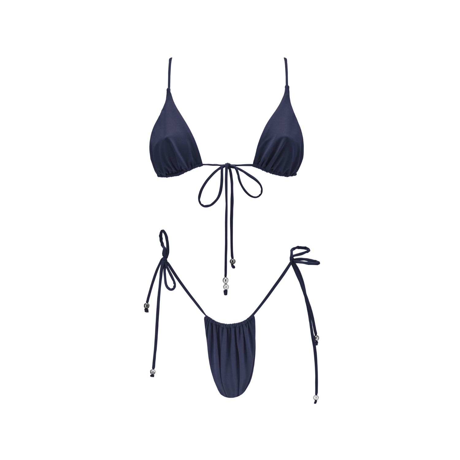 Women's Blue Bikini With Tahitian Pearls - Maimiti Set - Navy | Extra Large | Seanay