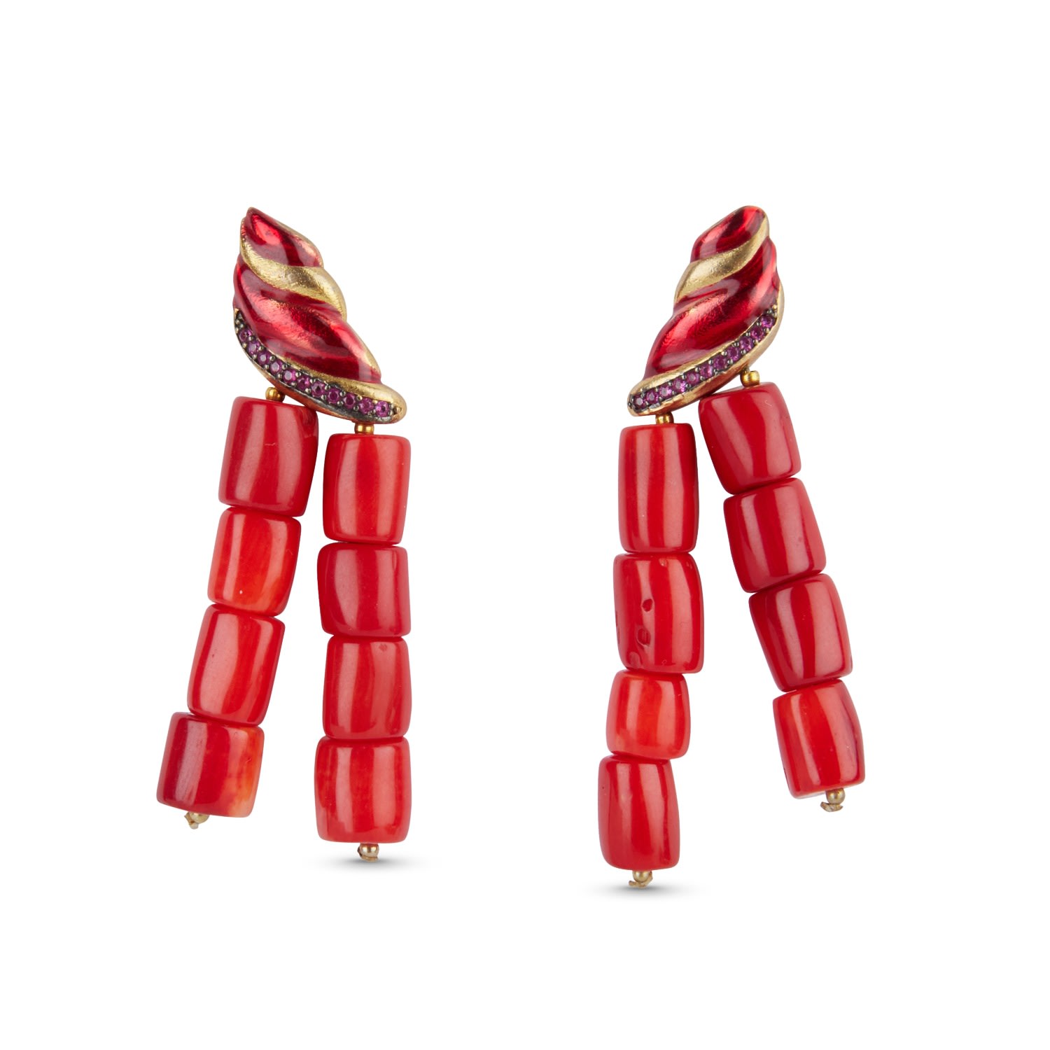 Ana Dyla Women's Silver Coral Earrings In Red