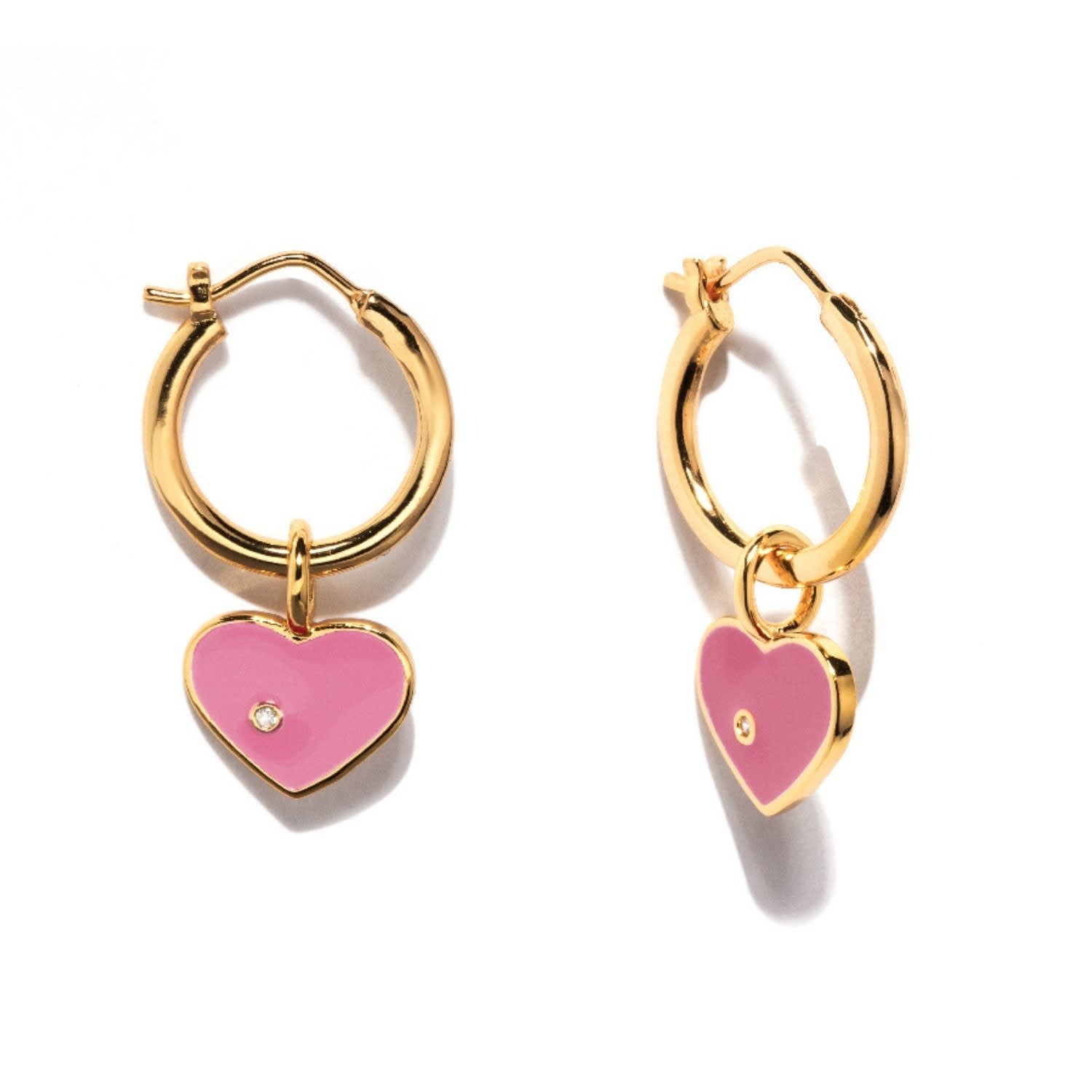 Pink heart hoop earrings sale