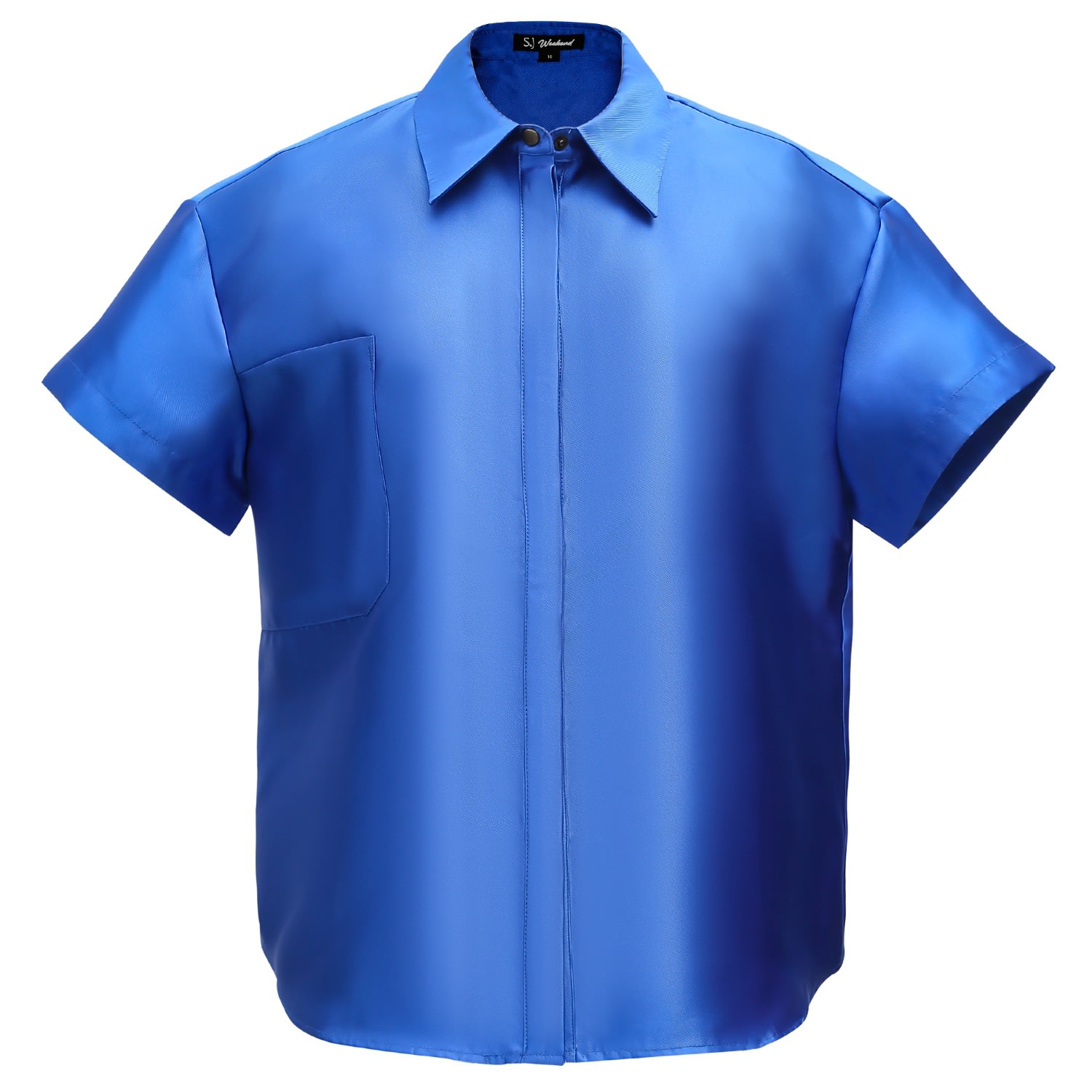 Smart And Joy Women's Short Sleeve Shirt In Taffeta - Blue In Blue