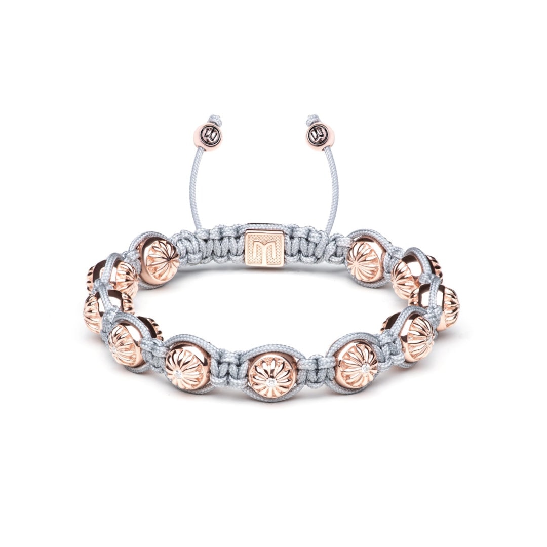 Mahigan Women's Grey / Rose Gold Macramé Bracelet With White Moissanites & Rose Gold - The Maverick
