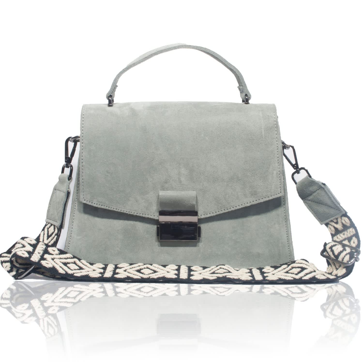 grey suede bag