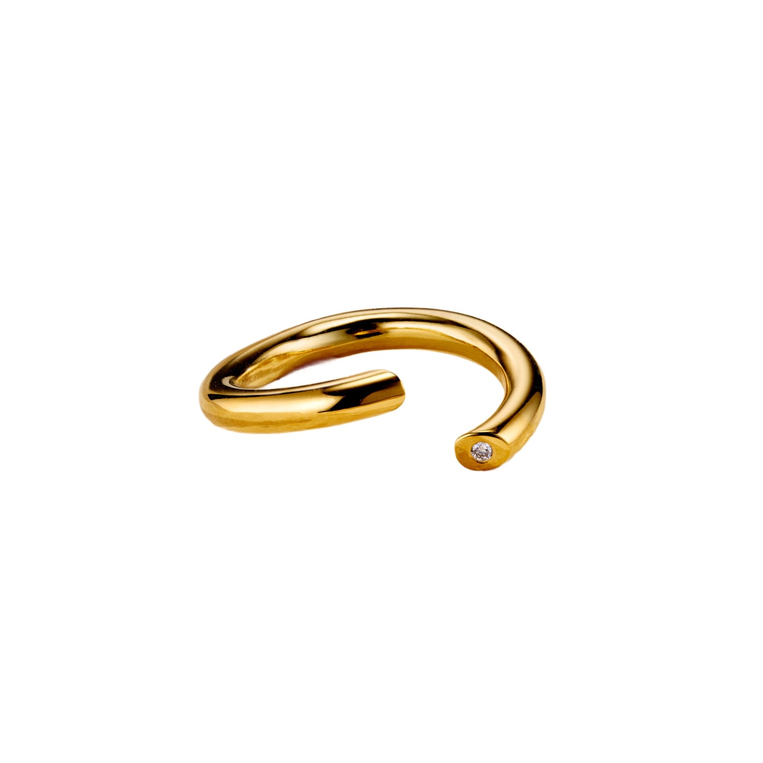 Posh Totty Designs Women's Yellow Gold Diamond Flow Open Ring