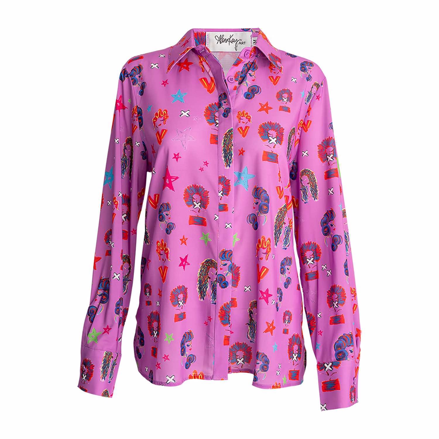 Alanakayart Women's Pink / Purple Lotus Blouse - Purple