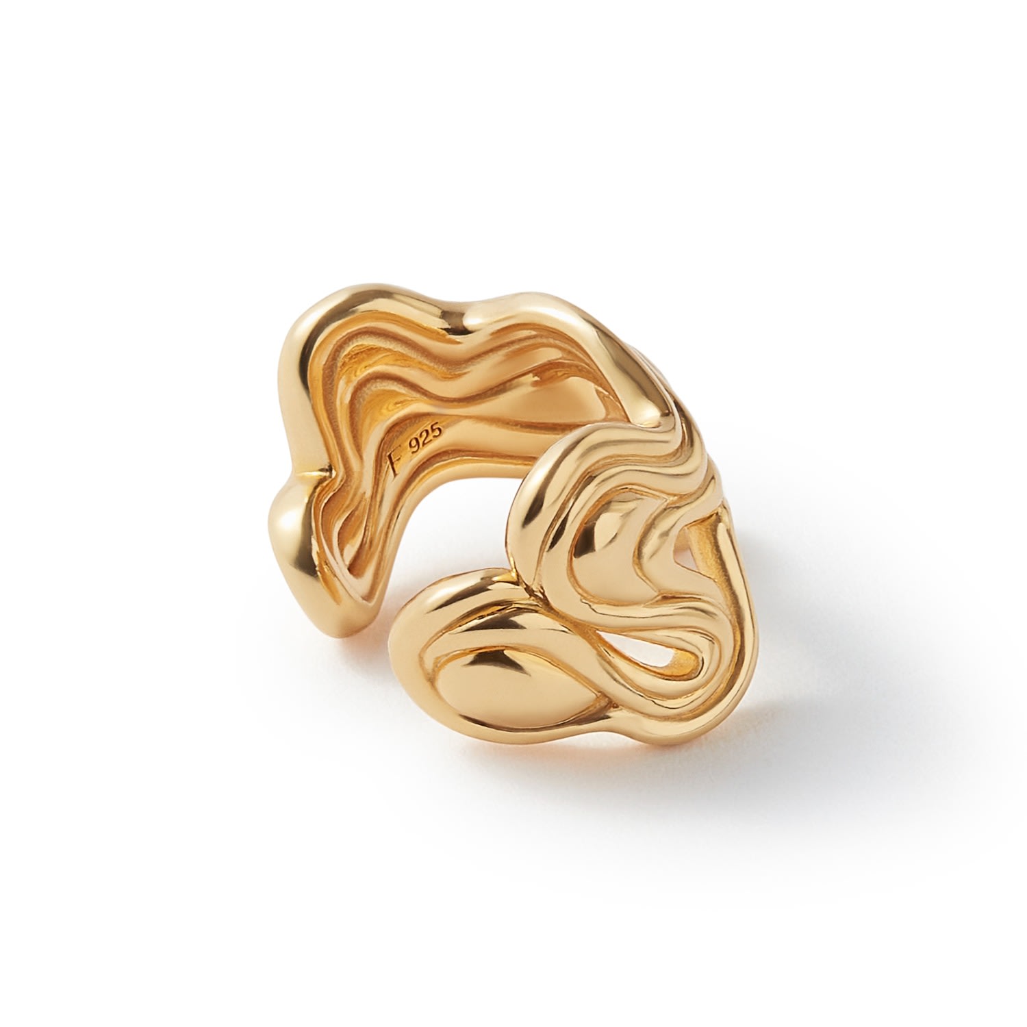 Women’s Untamed Spirit Wave Pearl Gold Cuff Earring Frida & Florence