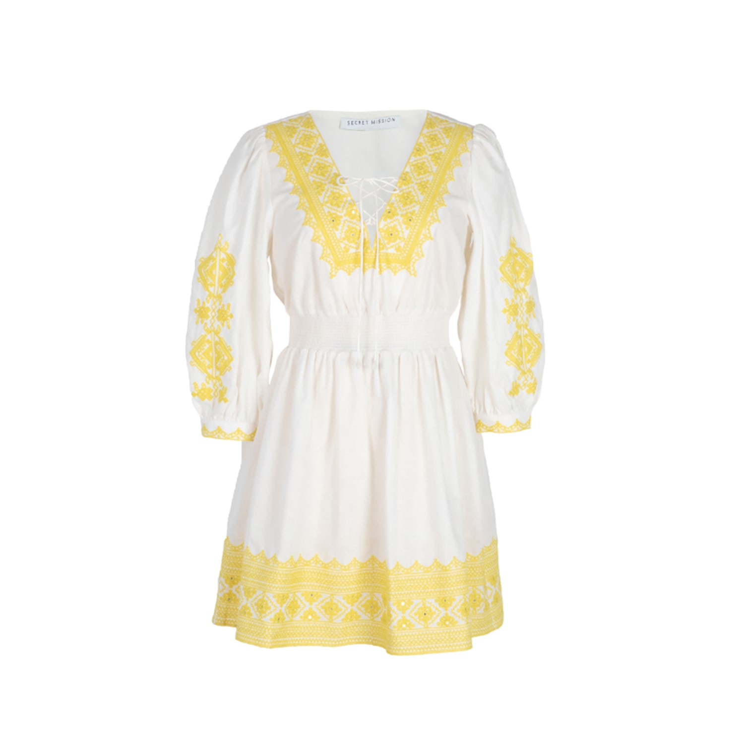 Shop Secret Mission Women's White Gina Dress - Organic Cotton Linen