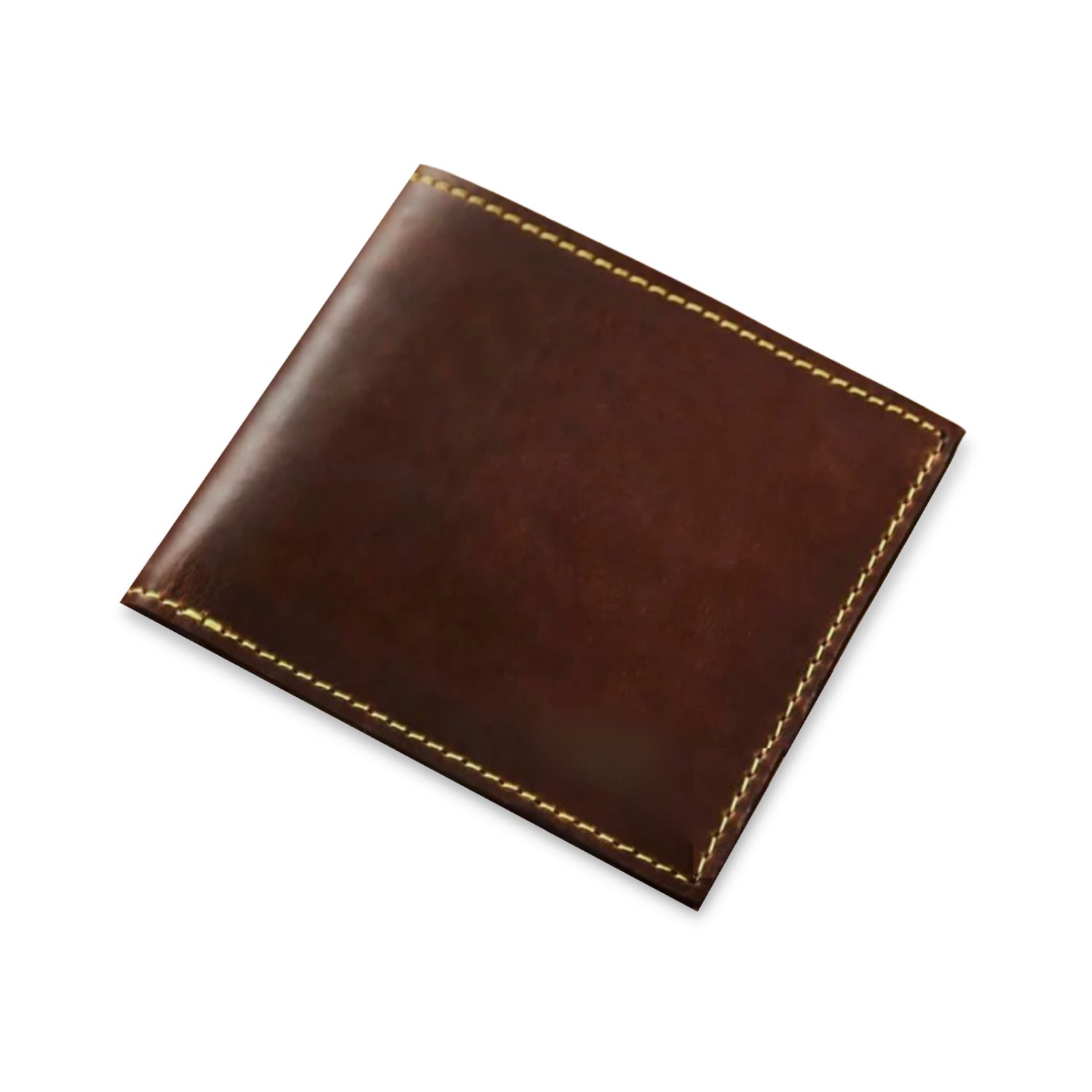 Men’s Brown Tan Leather Wallet With Contrast Yellow Stitch Vida Vida