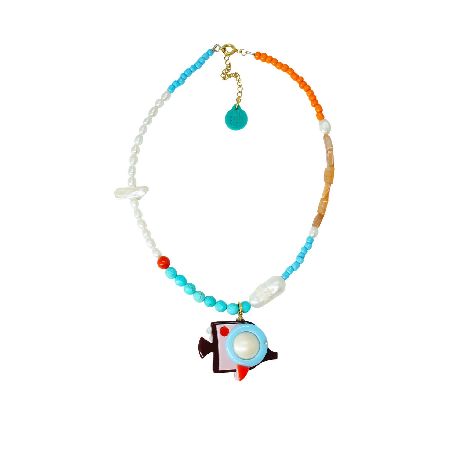 Gissa Bicalho Women's Red Handmade Necklace Bead And Angel Fish Pendant Burgundy In Multi