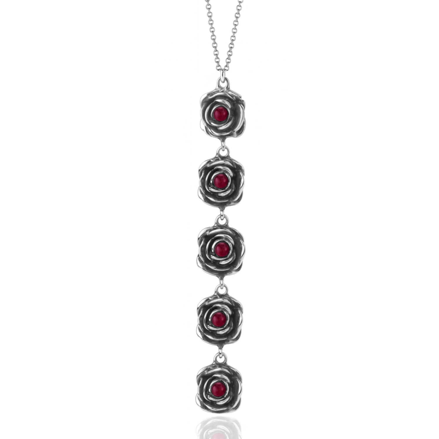 Unaloe Women's Silver / Red Rocks Necklace Silver With Natural Ruby In Multi