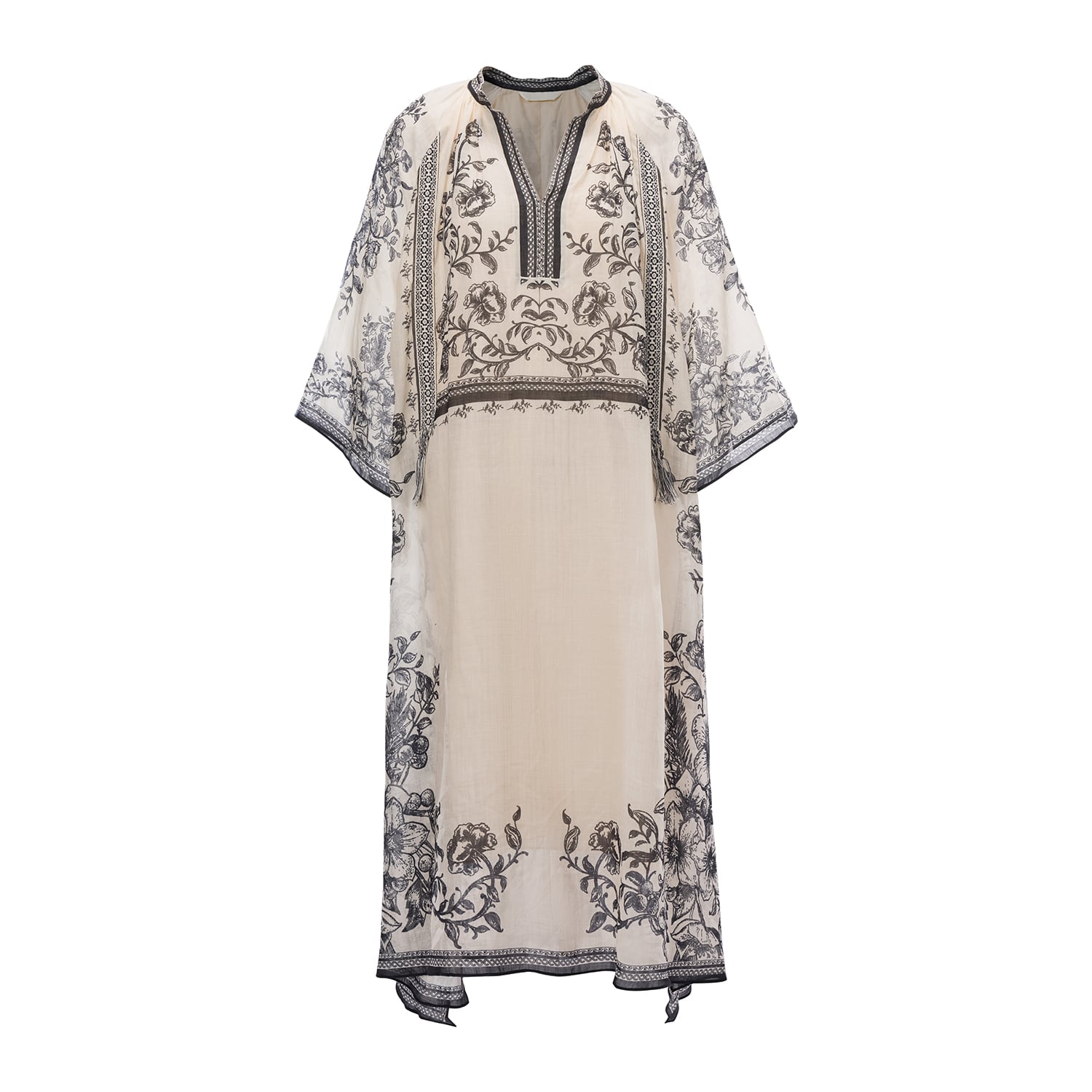 Belsize25 Women's Black / White Mughal Empire Series  Pure Ramie Print Kaftan Dress In Multi