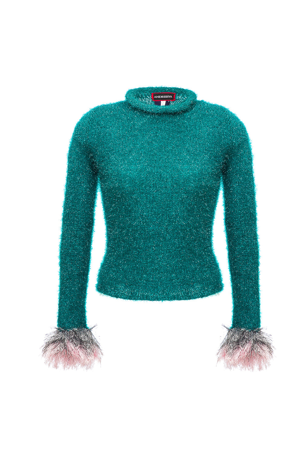 Andreeva Women's Green Emerald Handmade Knit Sweater In Blue