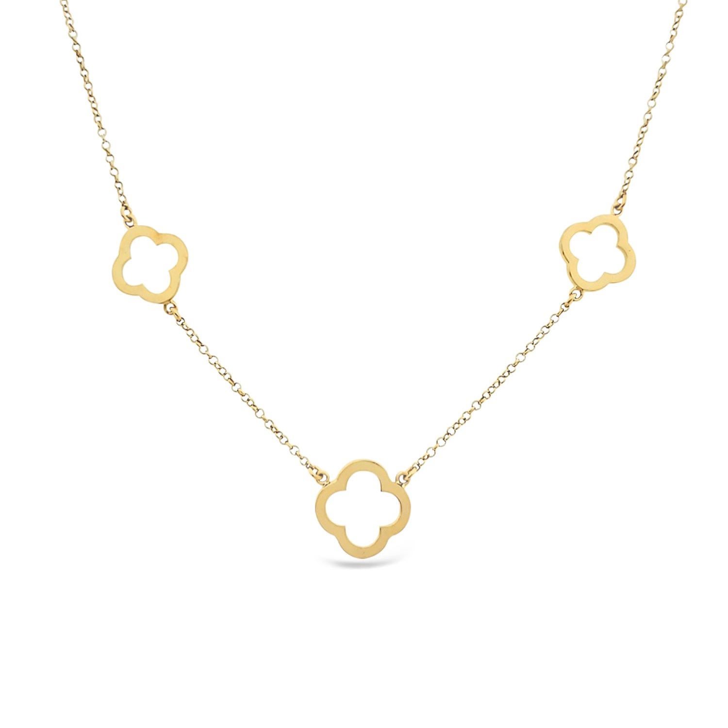 Women’s Three Open Four Clover Necklace - Gold Lutiro