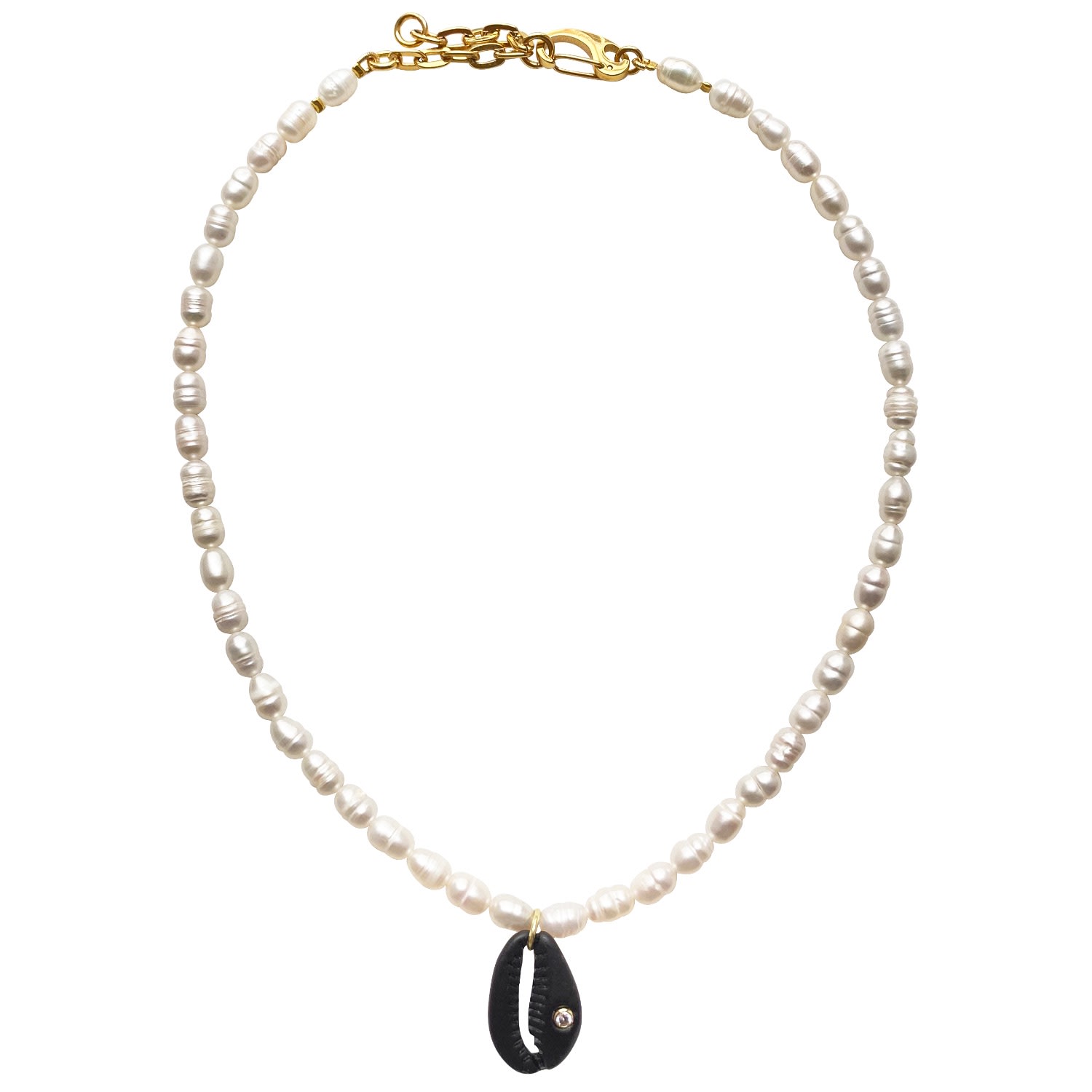 Women’s Gold / Black / White Black Shell Pearl Necklace Kamari Smilla Brav