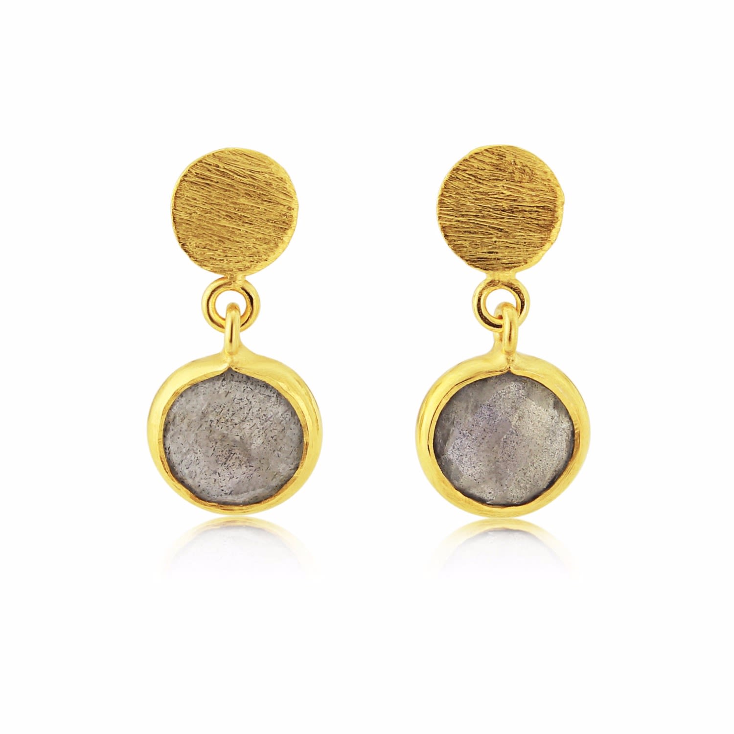 Auree Jewellery Women's Gold / Black / Grey Salina Gold Vermeil & Labradorite Gemstone Drop Earrings