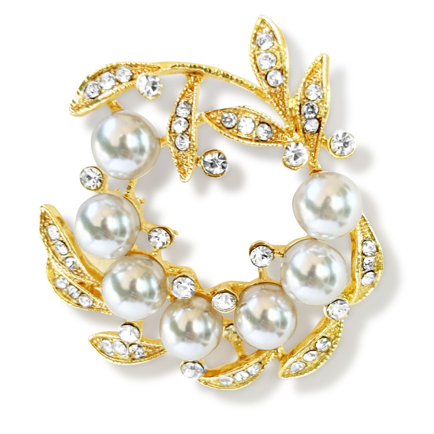 Hzmer Jewellery Women's Gold Nostalgia Pearl Brooch