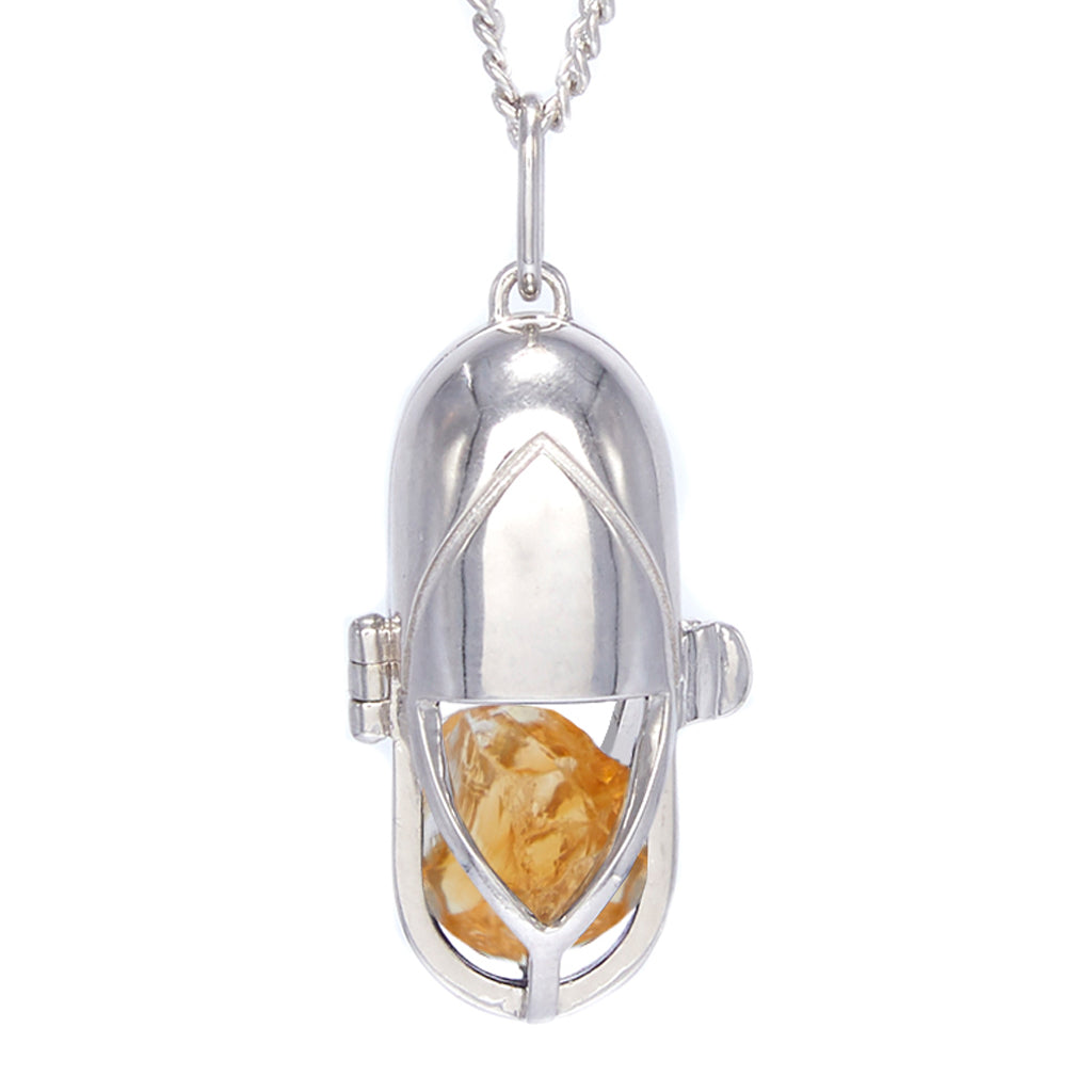 Women’s Gold Capsule Crystal Pendant - Sterling Silver - Citrine Capsule Eleven