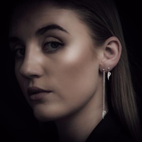 Cartergore Silver Wing Single Short Drop Earring In Drop