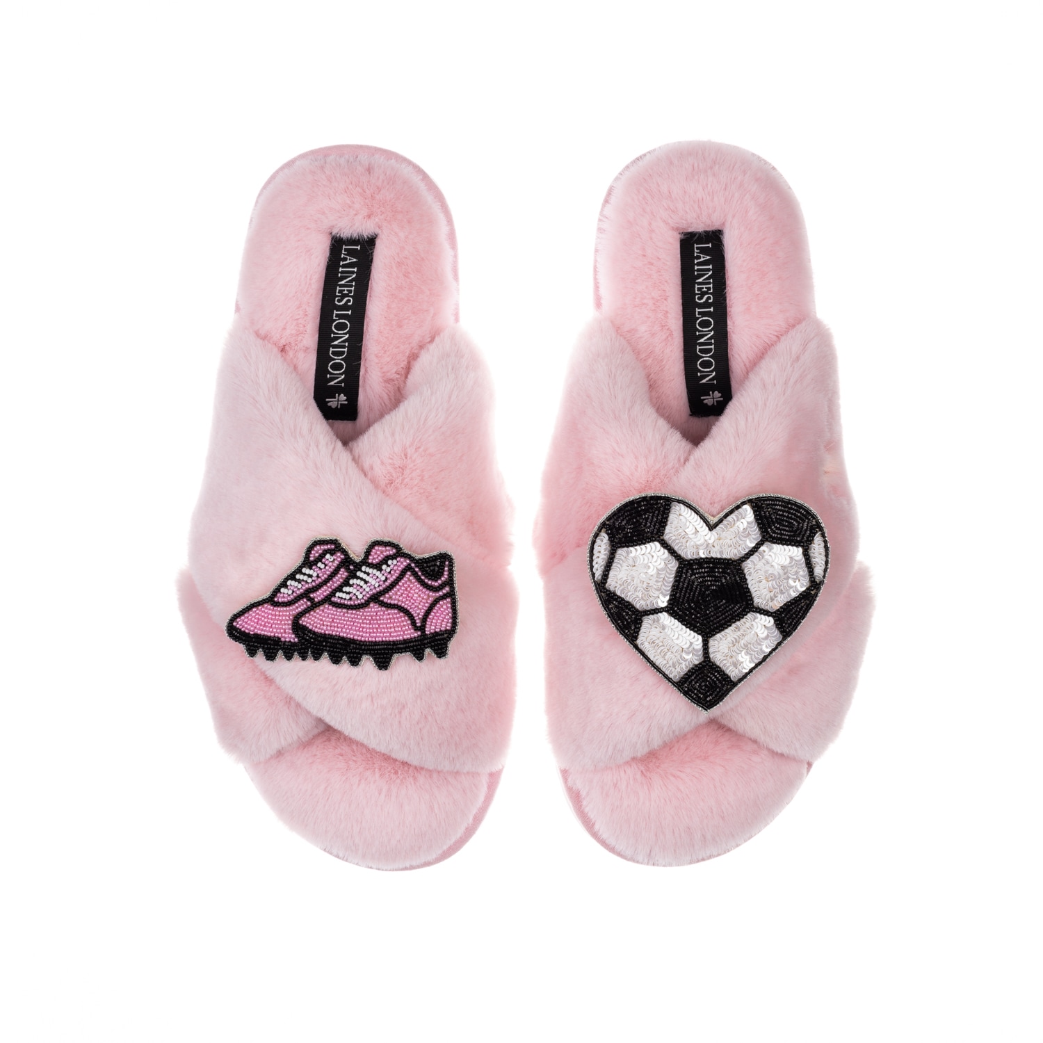 Laines London Women's Pink / Purple Classic Laines Slippers With Football / Soccer Lover Brooches - Pink In Pink/purple