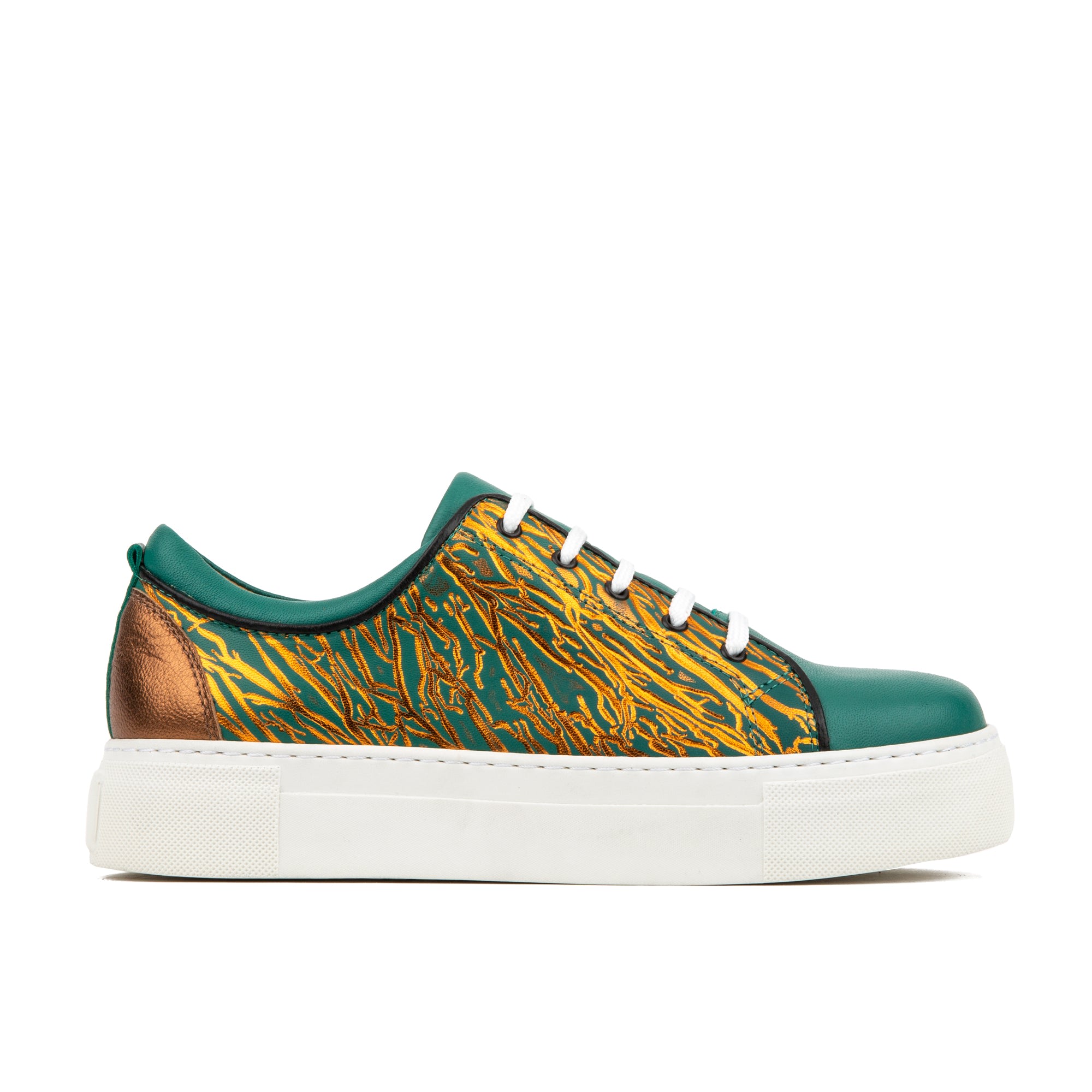 Gold / Green Penn - Green & Gold - Womens Designer Sneakers 5 Uk Embassy London Usa