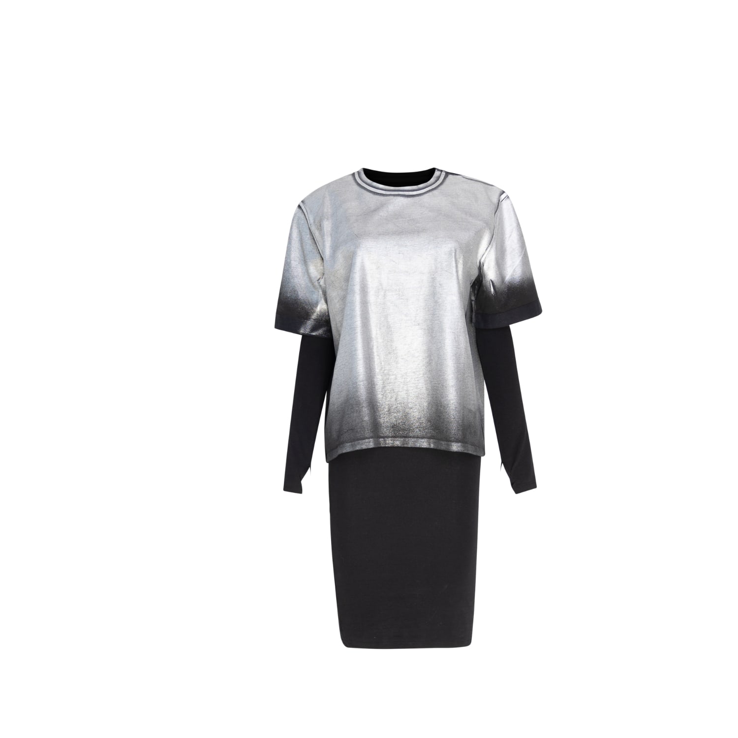 Circular Path Women's Black / Silver Doubled Layer Dress - Metallic Black In Multi