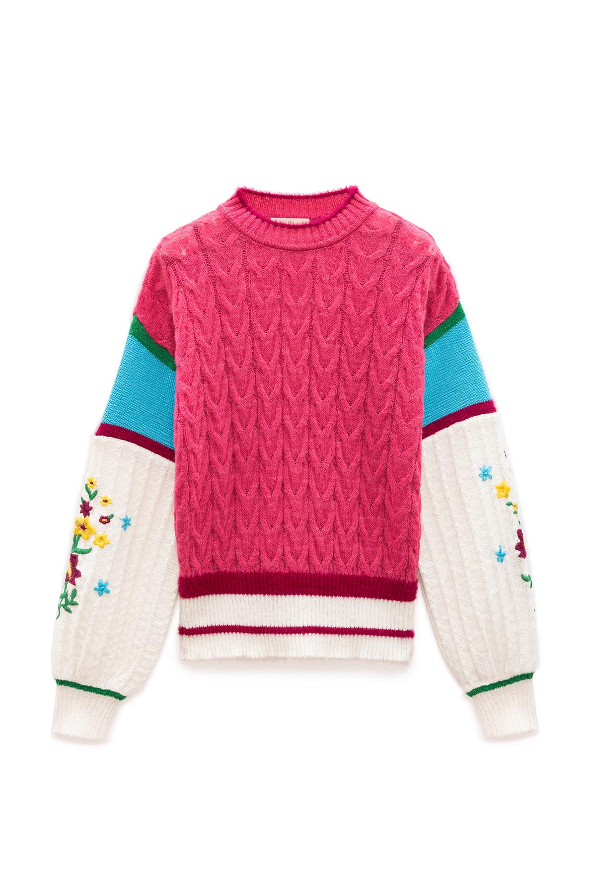 Peraluna Women's Aurora Loose Fit Knit Jumper In Pink Multi In Pink