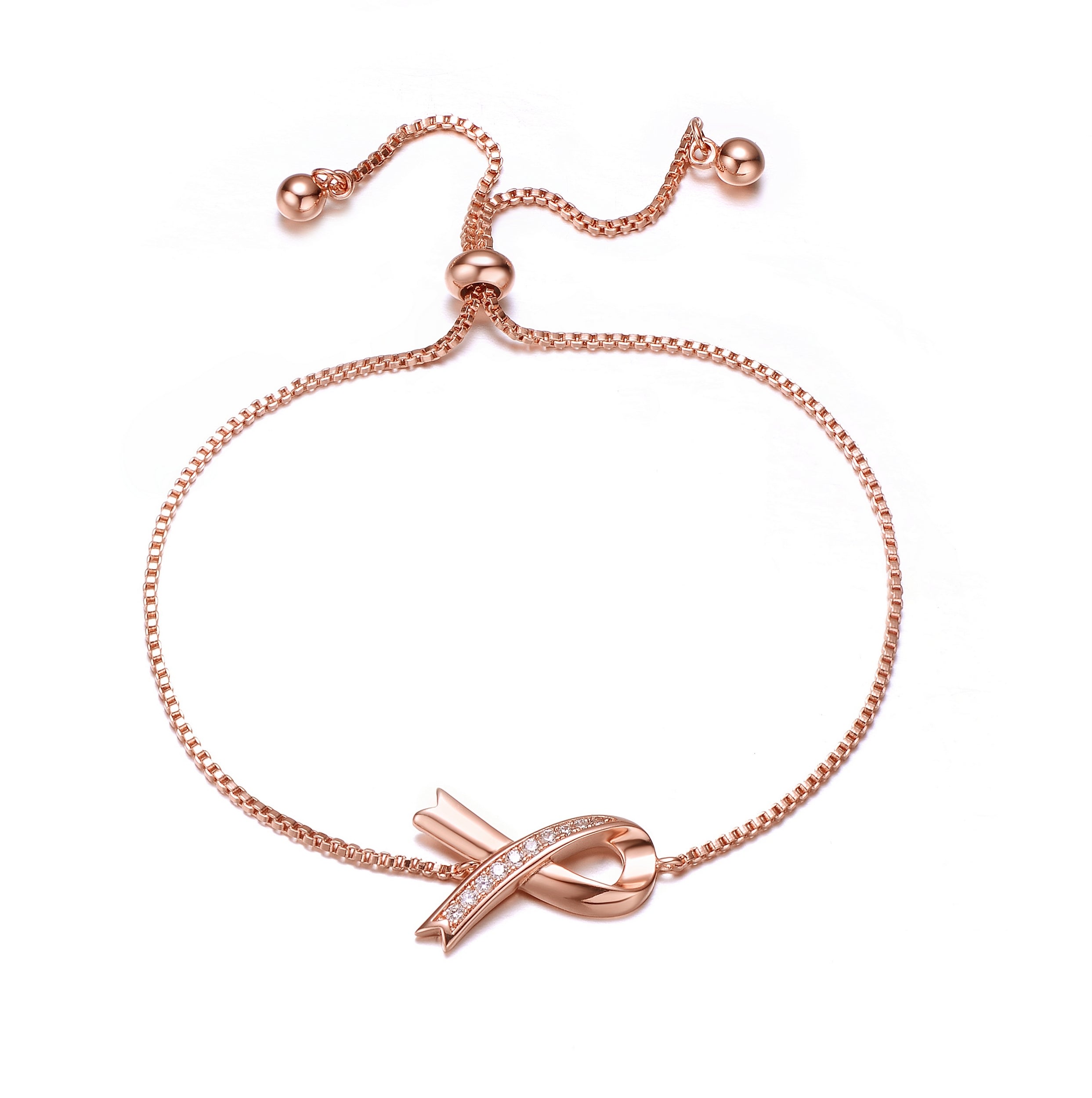 Women’s White / Rose Gold Rachel Glauber Stunning Teens-Young Adults Rose Gold Plated Infinity Love Adjustable Bracelet Genevive Jewelry