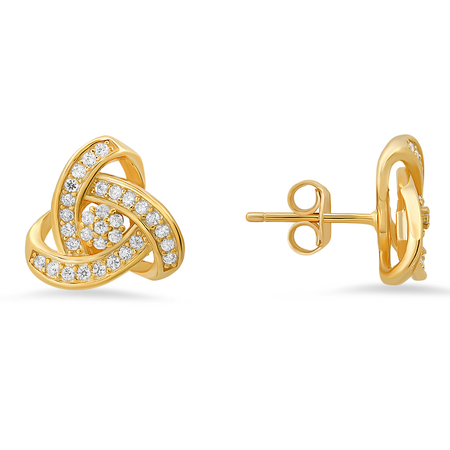 Women’s Gold Trinity Love Knot Diamond Cz Stud Earrings Kylie Harper