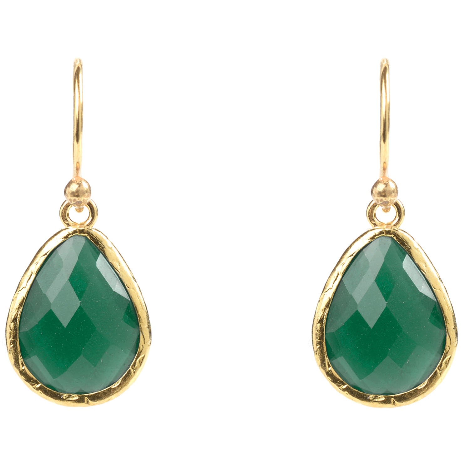 Women’s Green / Gold Petite Drop Earrings Green Onyx Gold Latelita