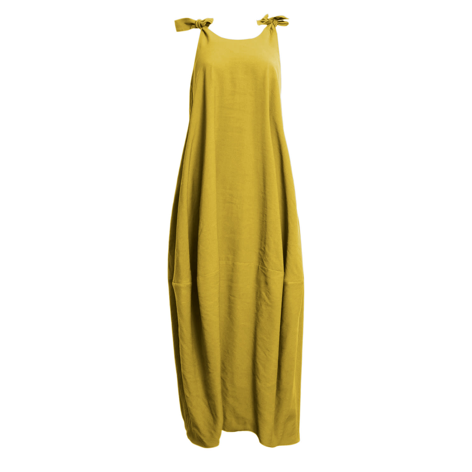 Women's Yellow Balloon Dress With Straps In Mustard | Small | Bianca Popp