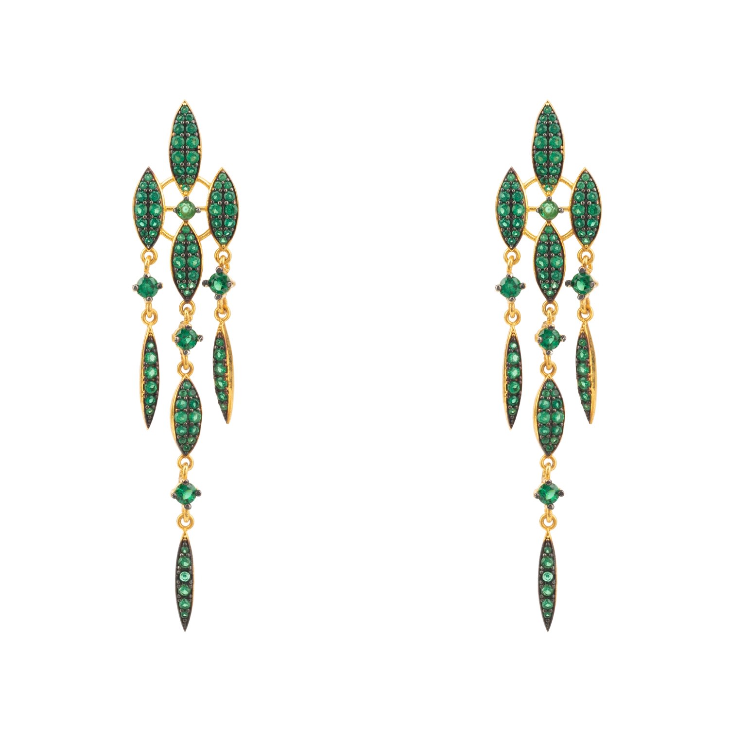 Women’s Gold / Green Valencia Statement Drop Earring Emerald Green Cz Gold Latelita