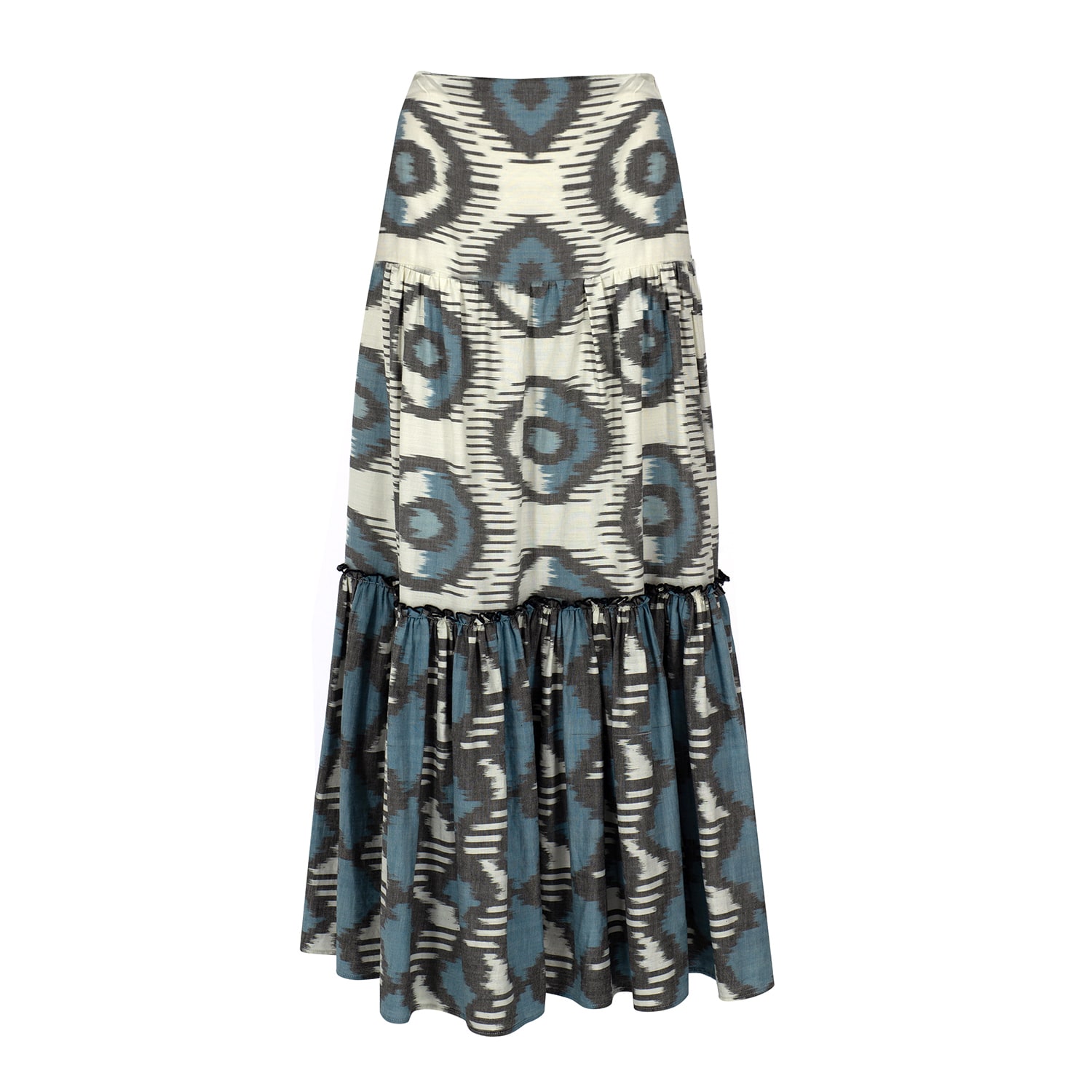 Punicana Women's Balo Skirt In Blue Evil Eye / Blue Geometric Cotton Ikat In Blue