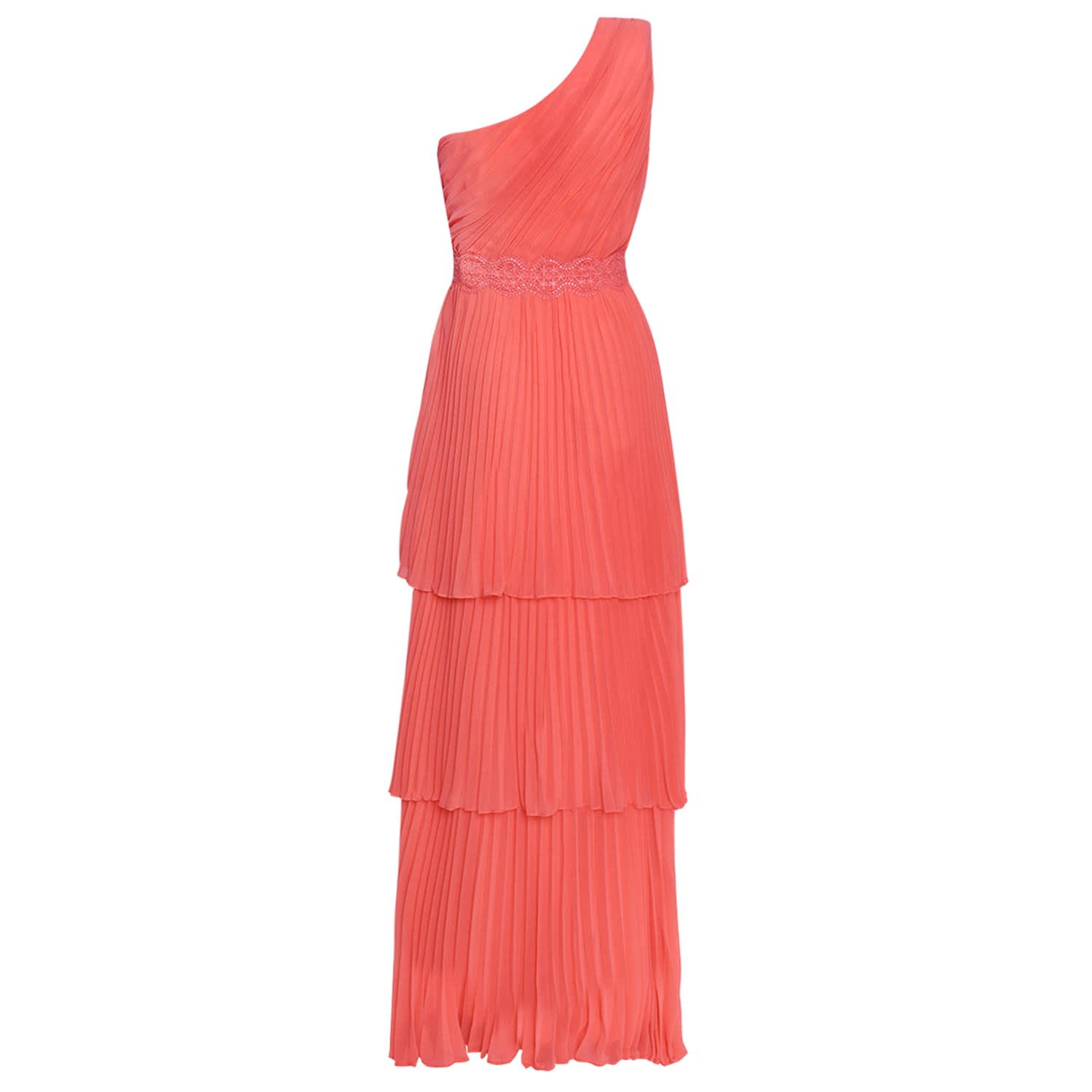 coral pleated maxi dress