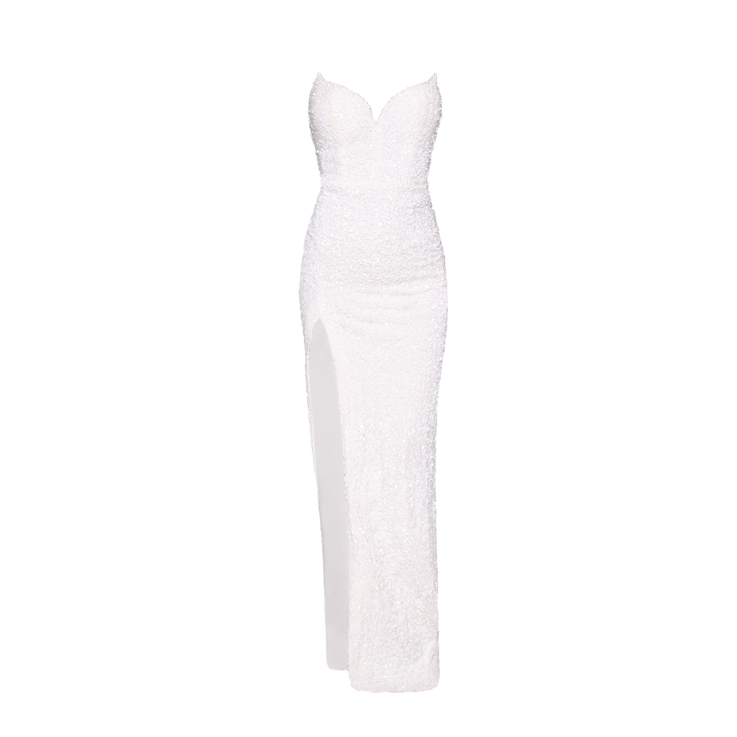 Moda Glam Women's Dita Strapless Sequin Gown- White In White