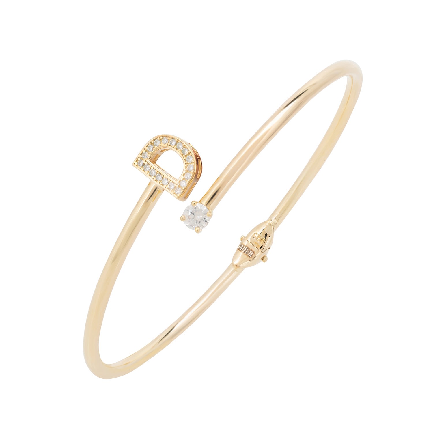 Women’s Gold / White Initial Bangle Gold D Latelita