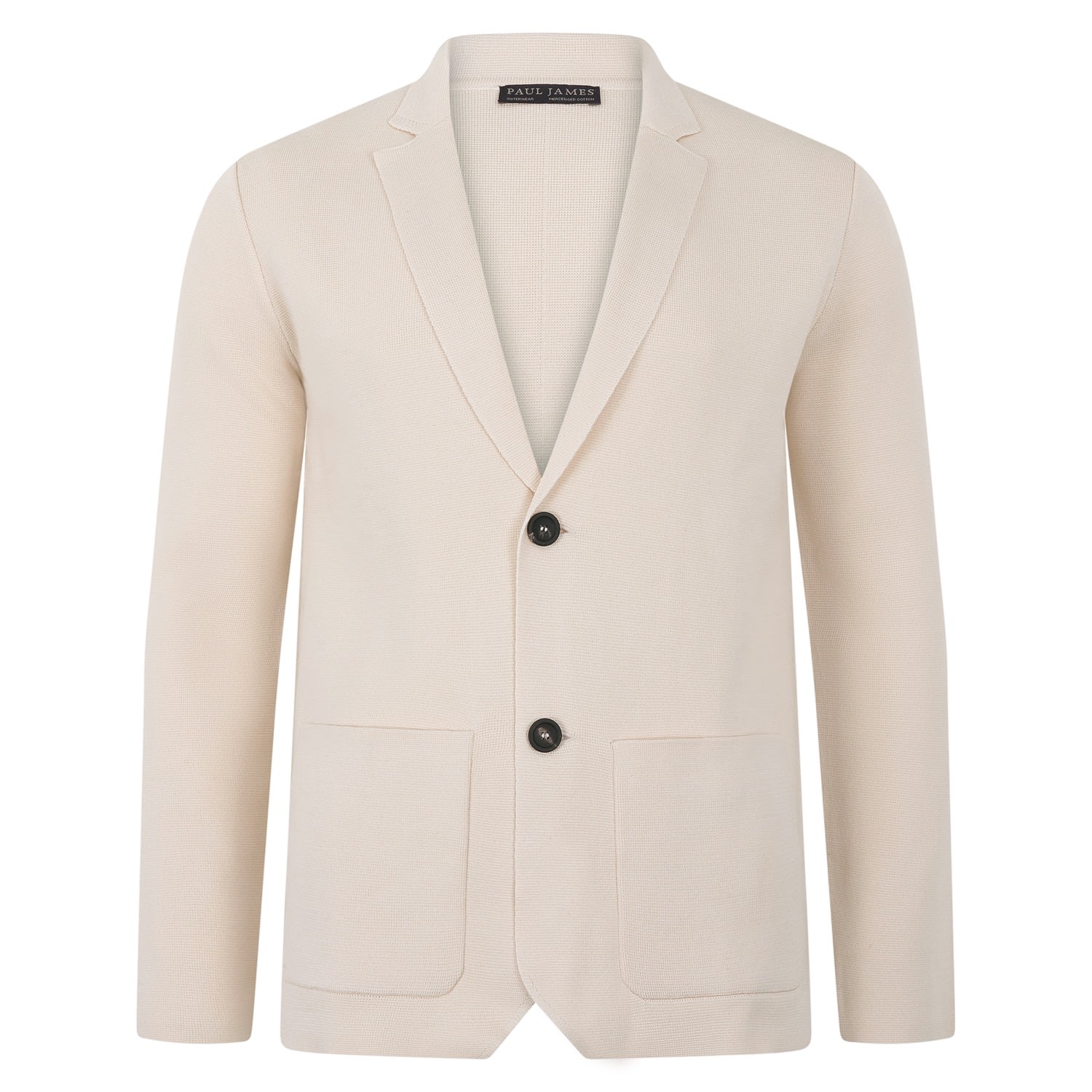 Paul James Knitwear Neutrals Mens Lightweight Mercerised Cotton Giuseppe Knitted Blazer - Ecru In Beige