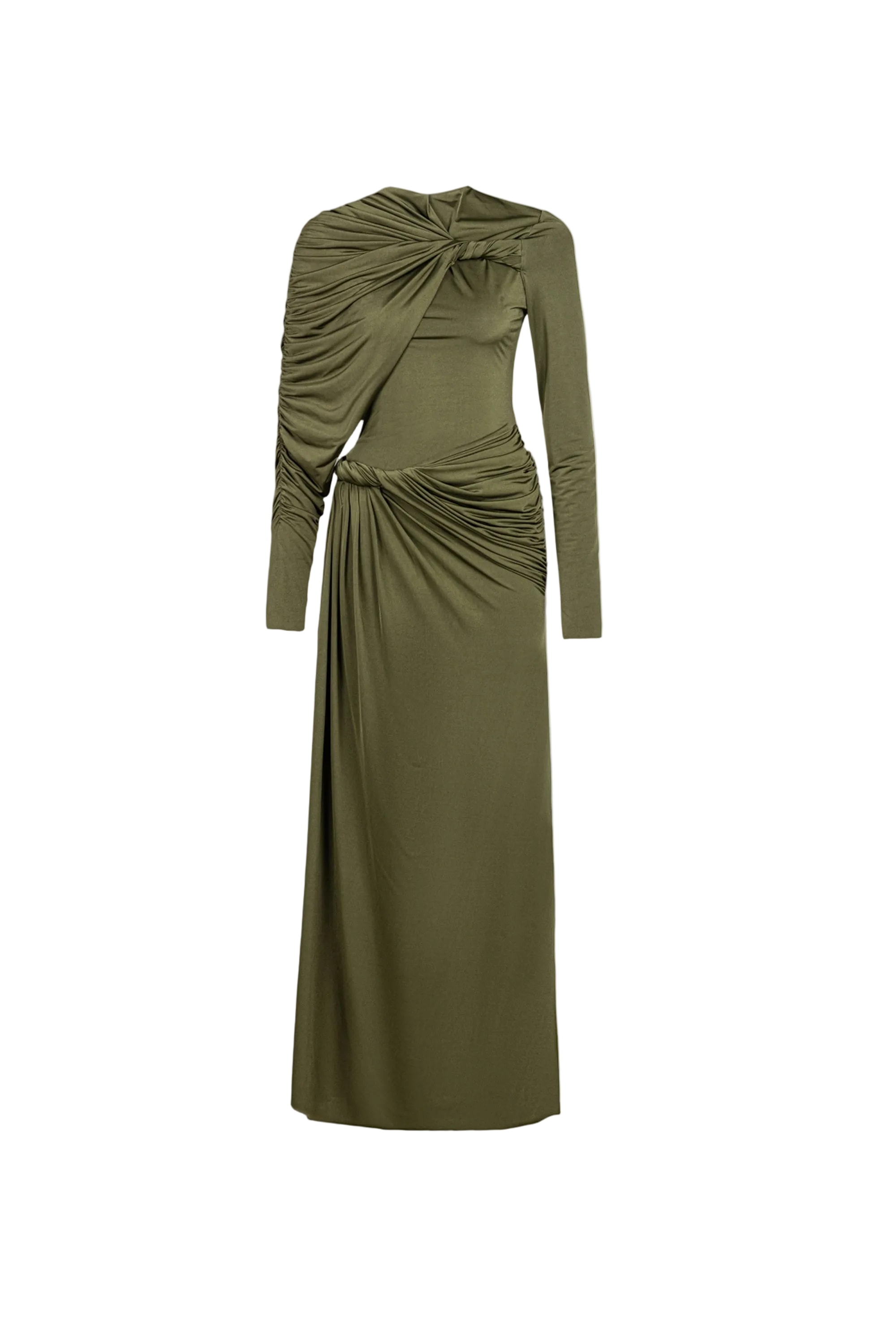 Women's Neutrals Draped Long Sleeve Maxi Dress | Medium | Nocturne