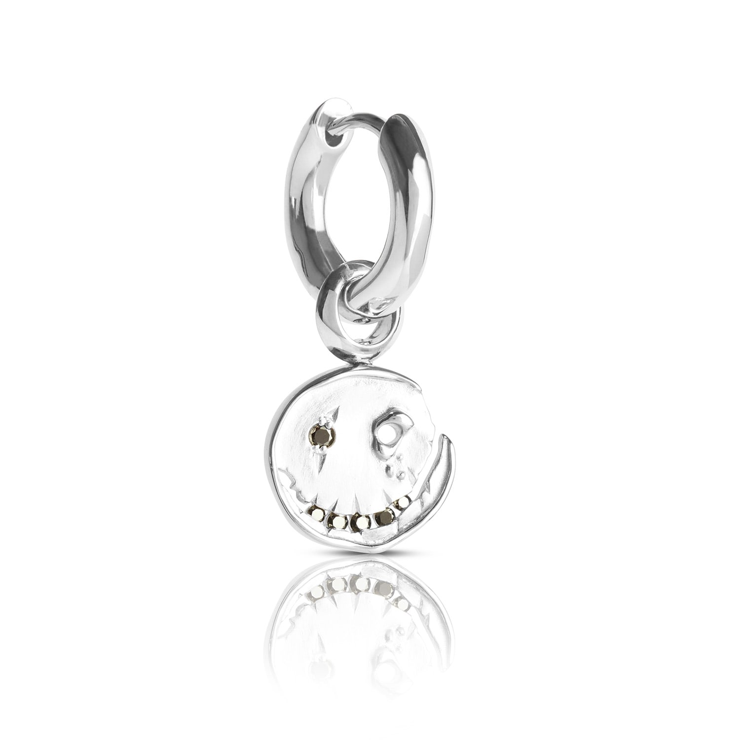 Kasun Women's Smile Hoop Earrings – April – Diamond- Silver