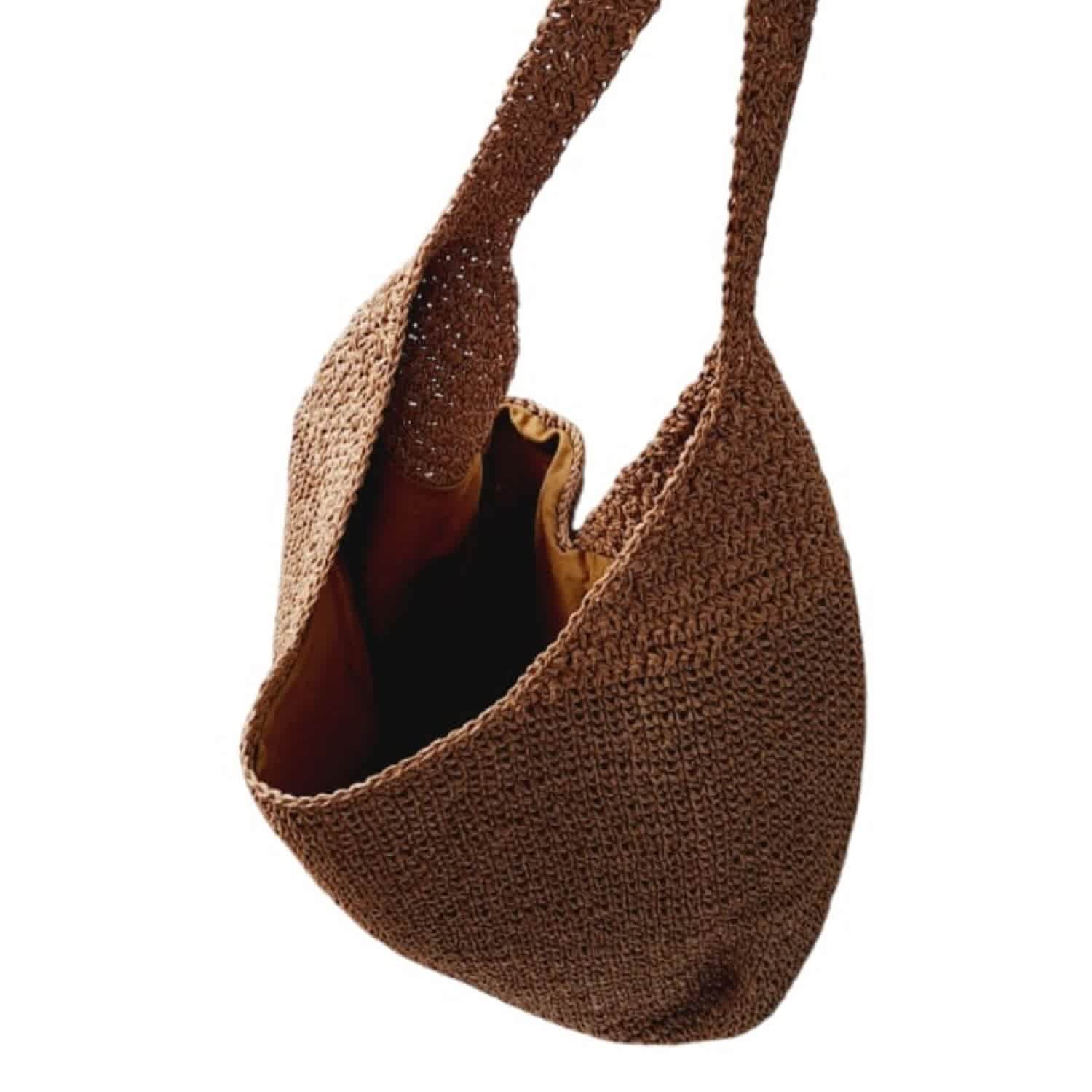 ★athe★ ECOLE Brown Raffia Shoulder Bag M beige and black leather and raffia shoulder bag