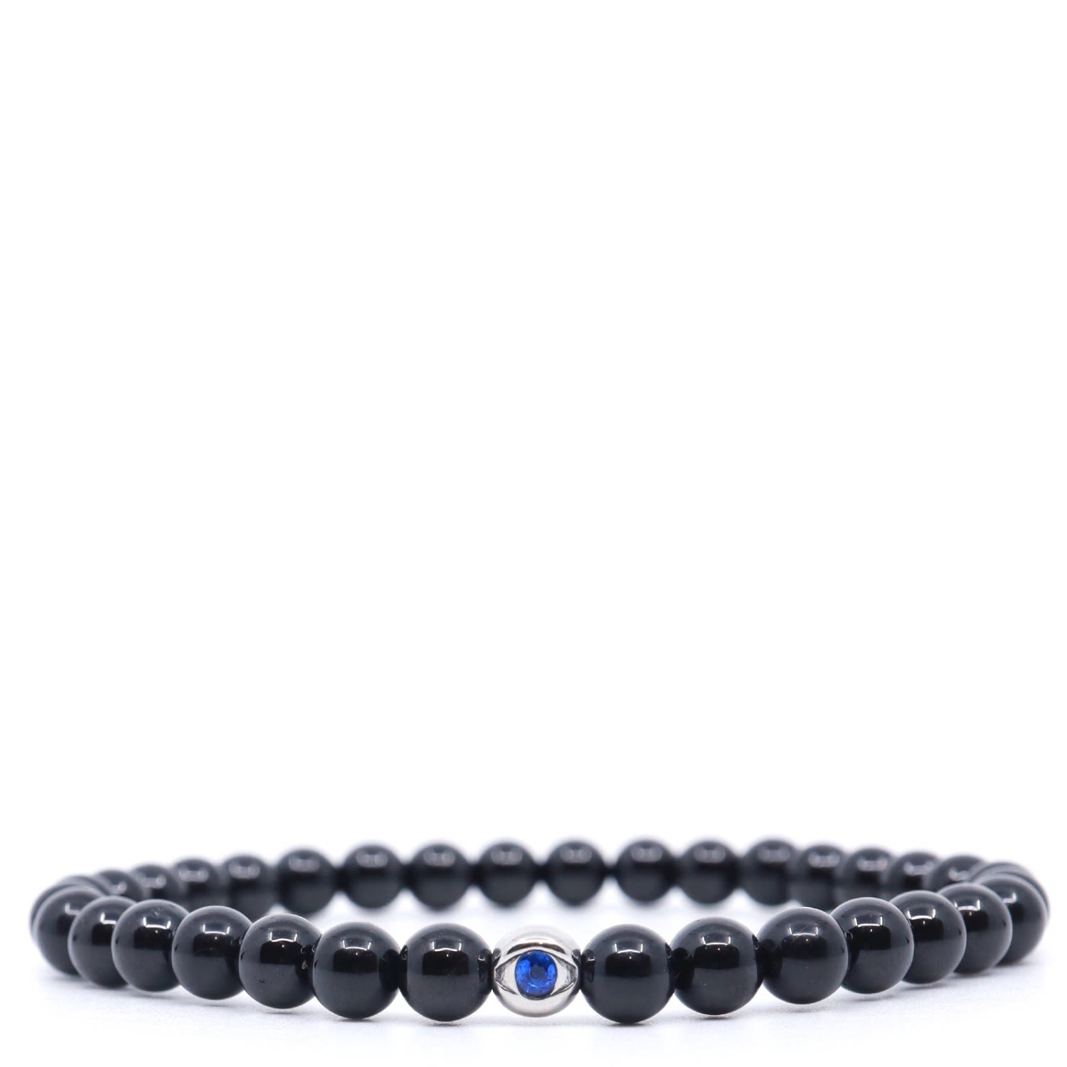 Shar Oke Men's Black / Blue / Silver Evil Eye Stainless Steel & Black Tourmaline Beaded Bracelet In Multi
