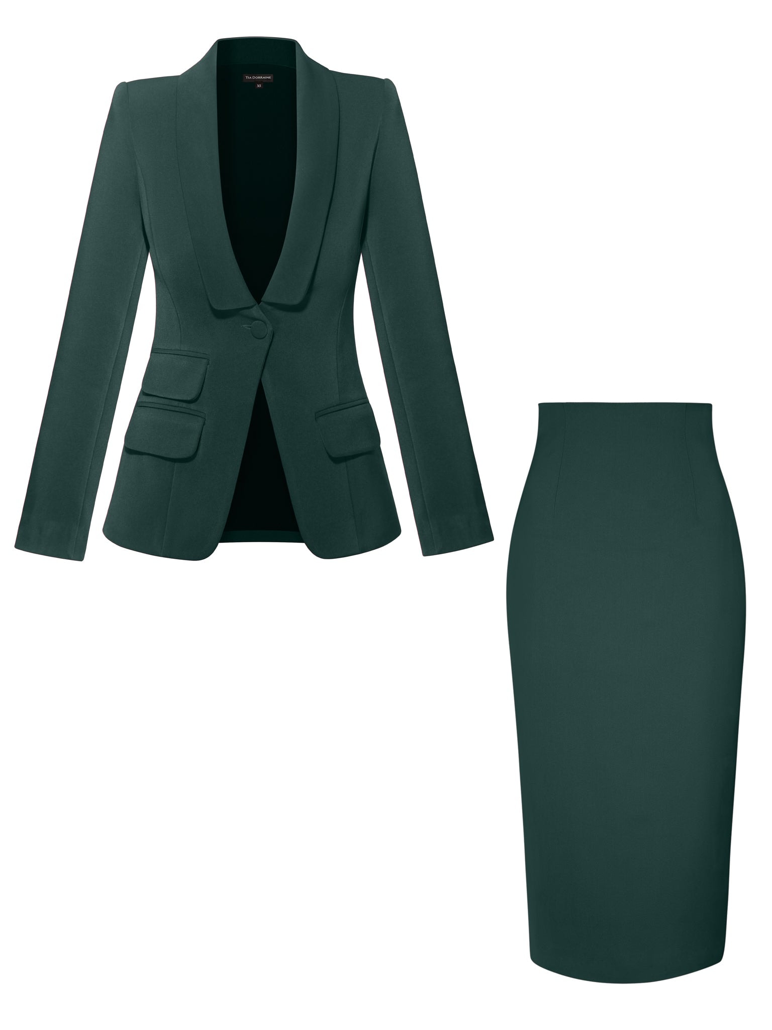 Vision Tailored Blazer & Skirt Suit - Dark Green | Medium | Tia Dorraine