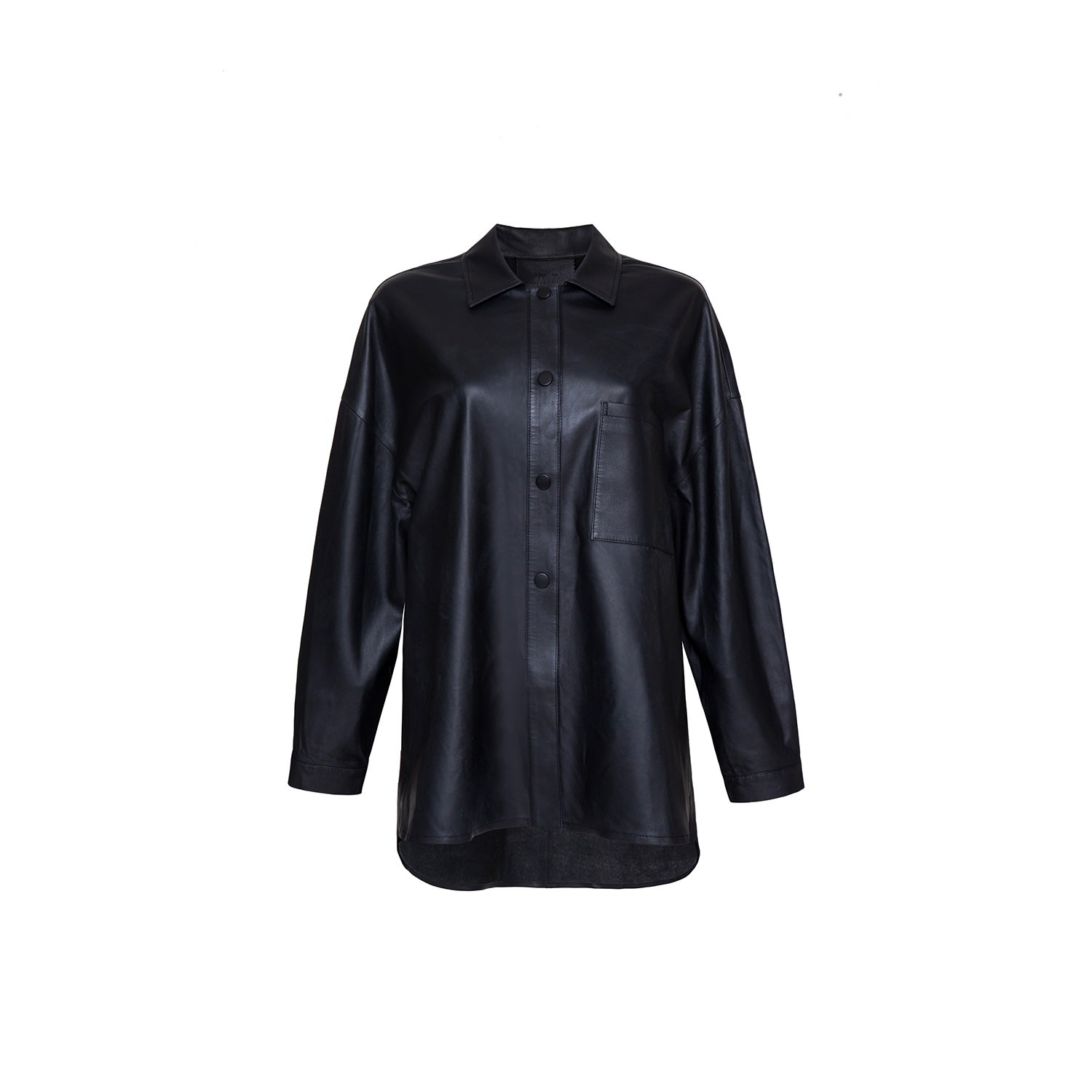 Audrey Vallens Women's Black Phoenix Oversize Leather Shirt In Black