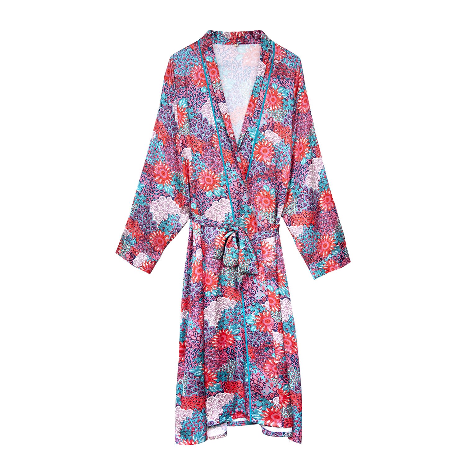 Inara Women's Blue / Pink / Purple Peacock Robe In Blue/pink/purple