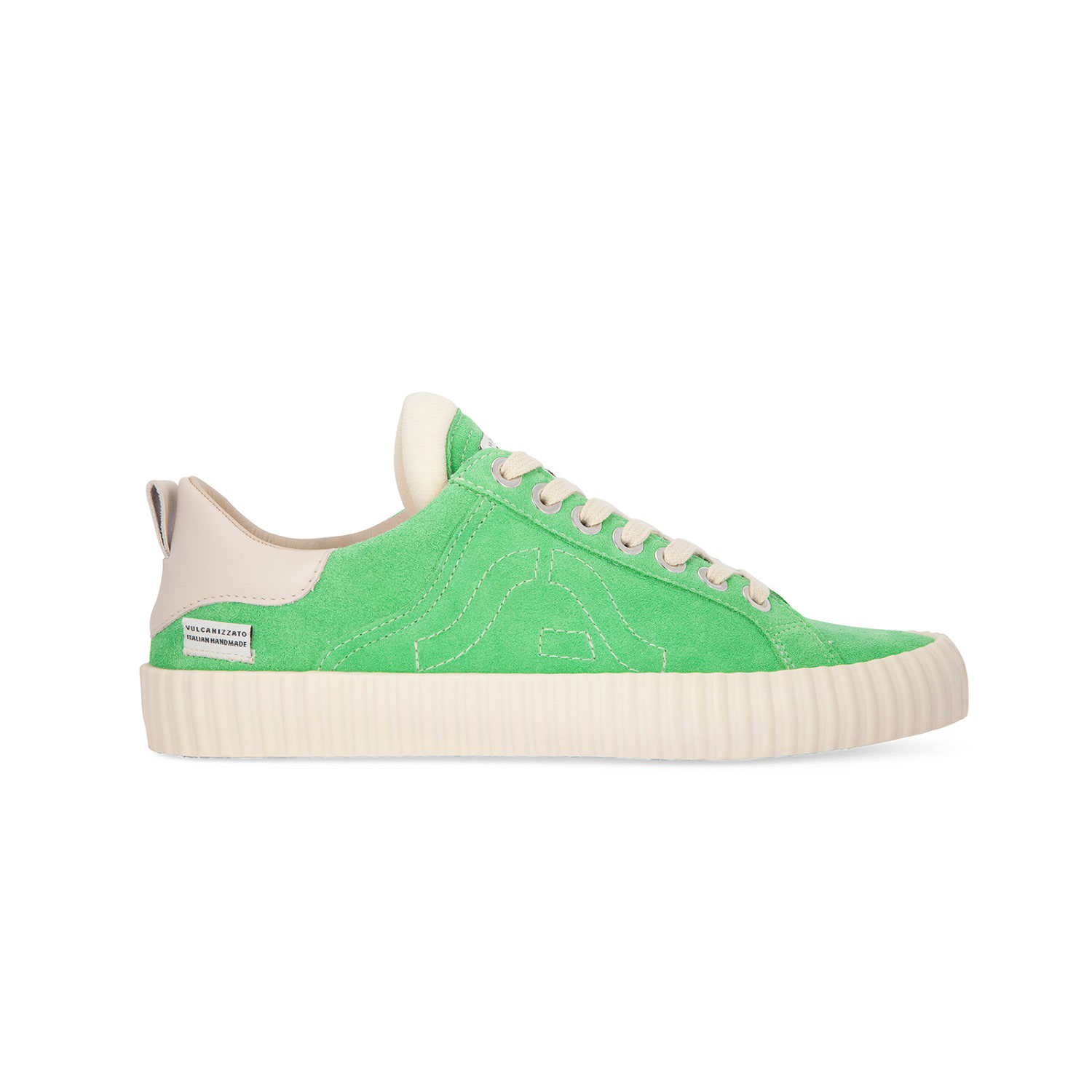 Springa | Unique Vulcanized Sneakers Italian Handmade Men's Wavy Suede Light Green Sneakers In Green