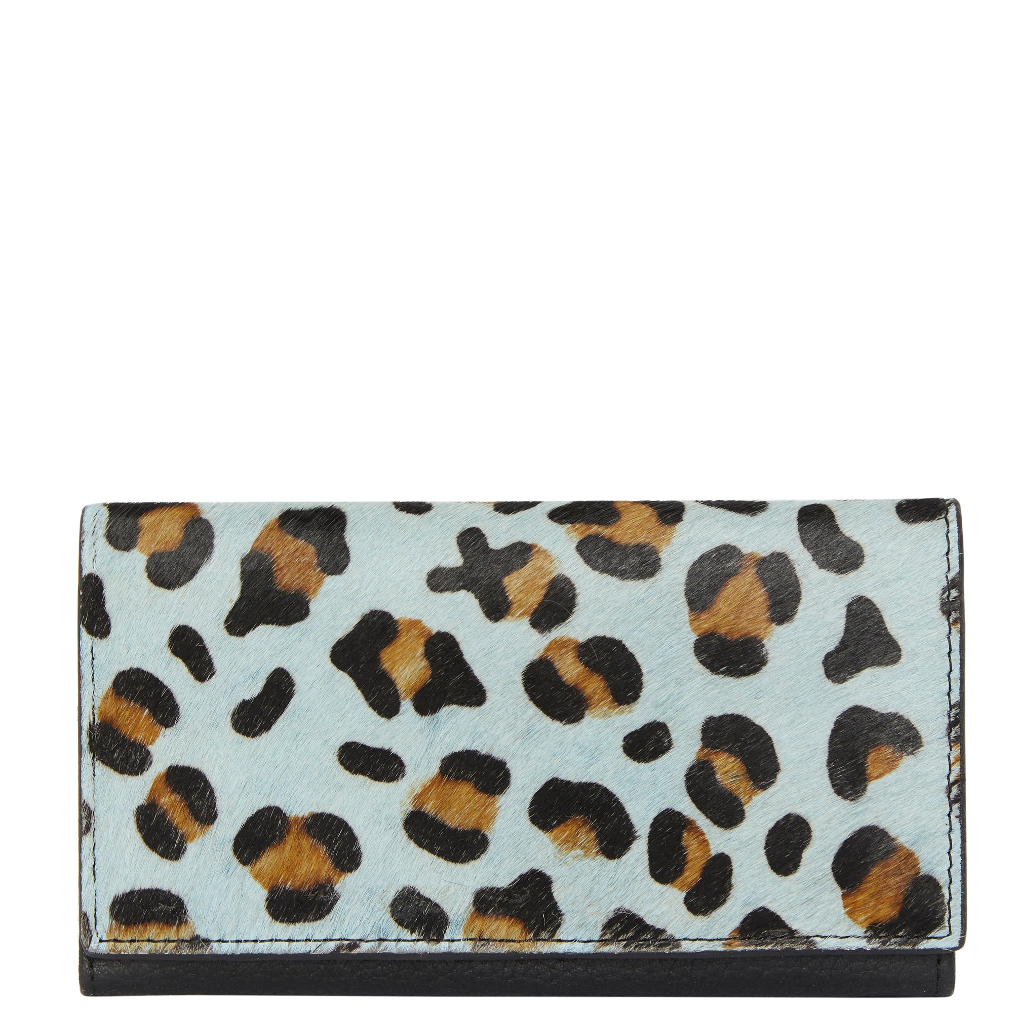 Brix + Bailey Women's Black / Blue Blue Animal Print Leather Multi Section Purse In Green