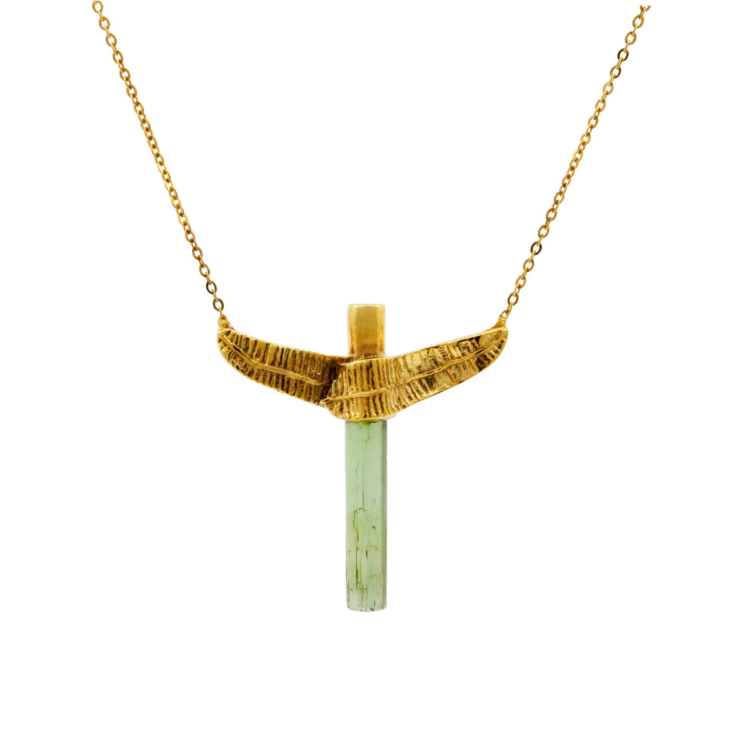 Women’s Green / Gold Banana Leaf Tourmaline Totem Necklace Lee Renee