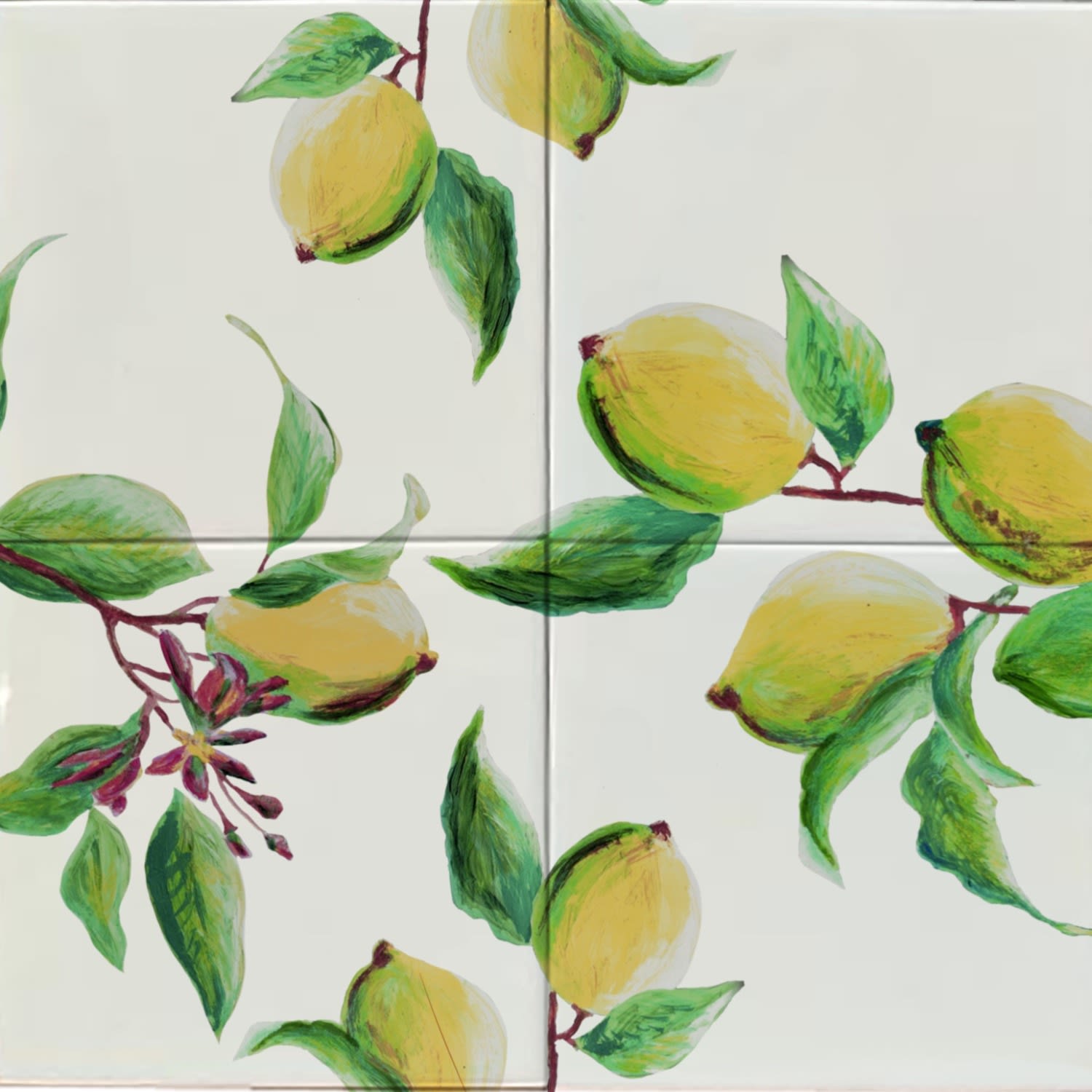 Yellow / Orange Tile Panel Amalfi Coast Lemons Catchii