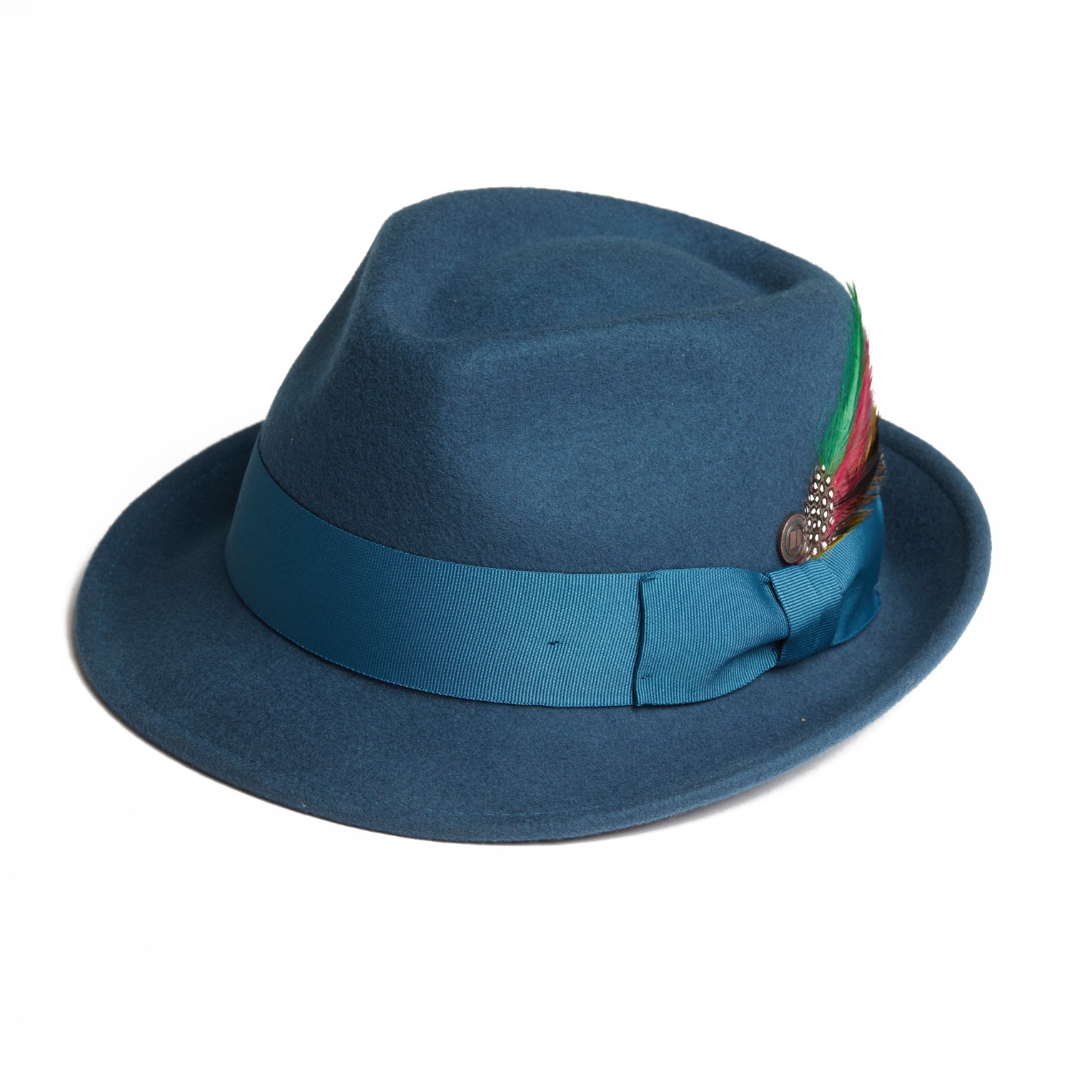 Dasmarca Hats Men's Blue Darwin Teal Felt Trilby With Feather In Blue