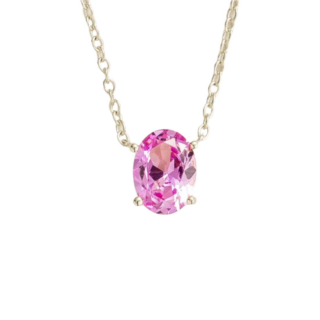 Juvetti Women's Silver / Pink / Purple Ovo White Gold Necklace Set With Pink Sapphire