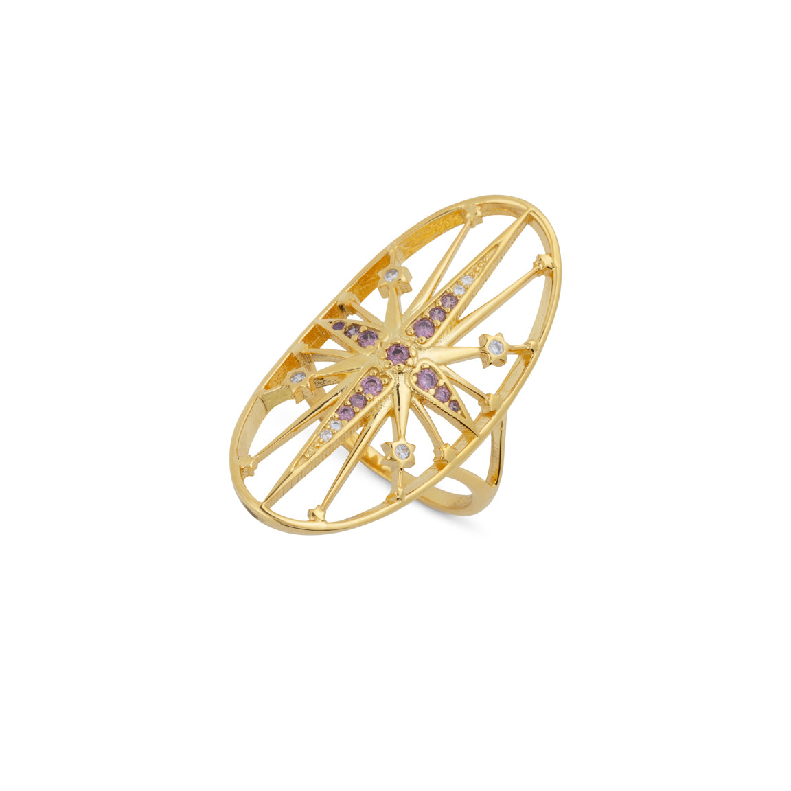 Women’s Gold / Pink / Purple Supernova Ring In Gold Gold Trip